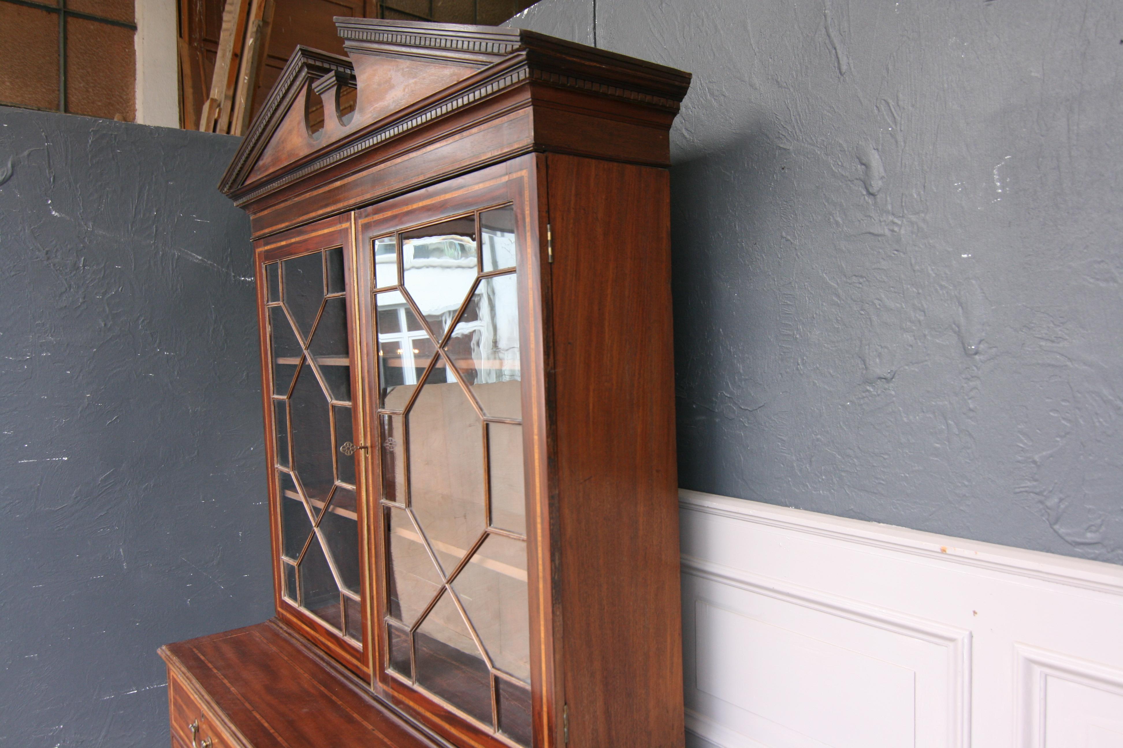 19th Century English Mahogany Bookcase Cabinet 2