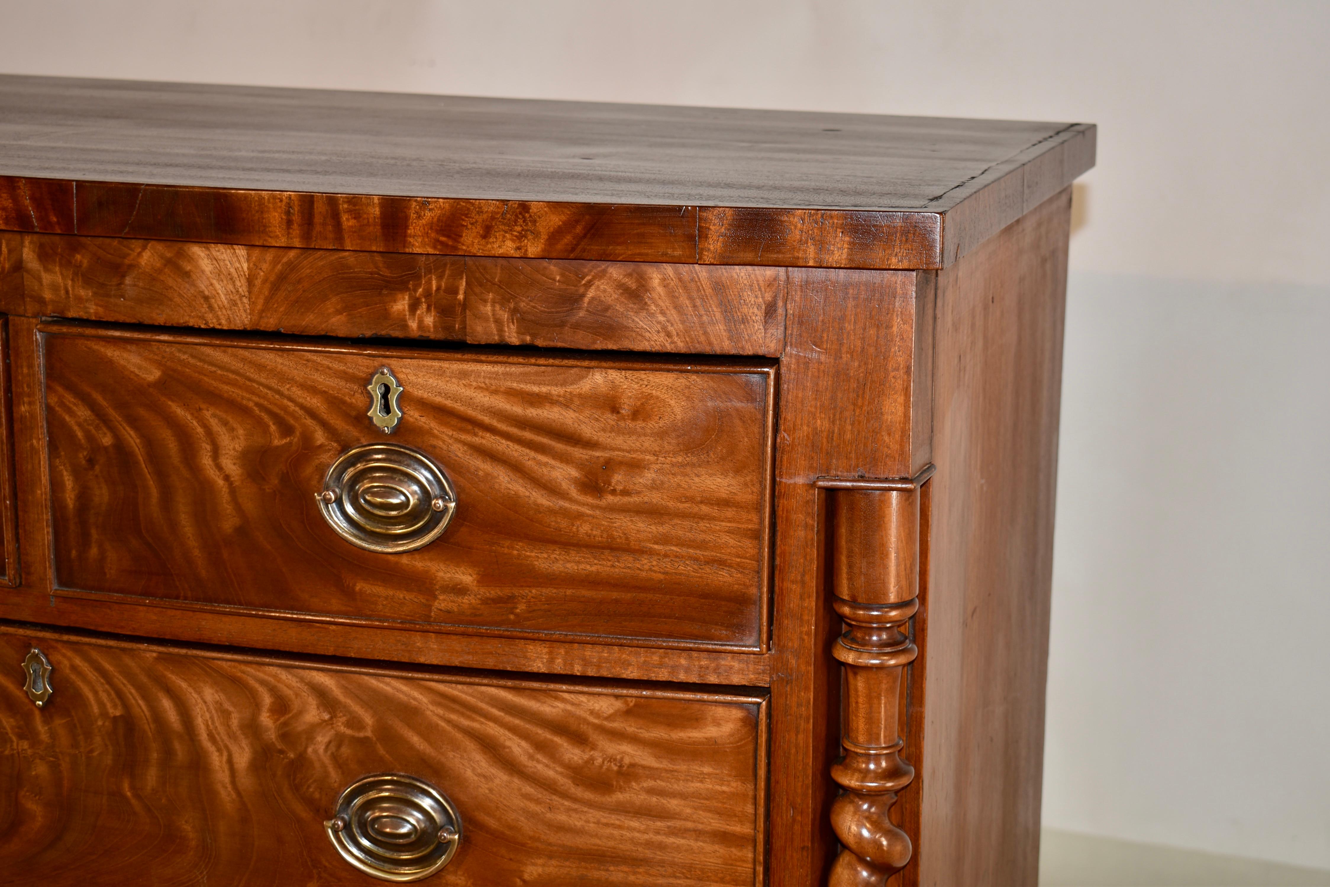 19th Century English Mahogany Bow Front Chest of Drawers For Sale 8