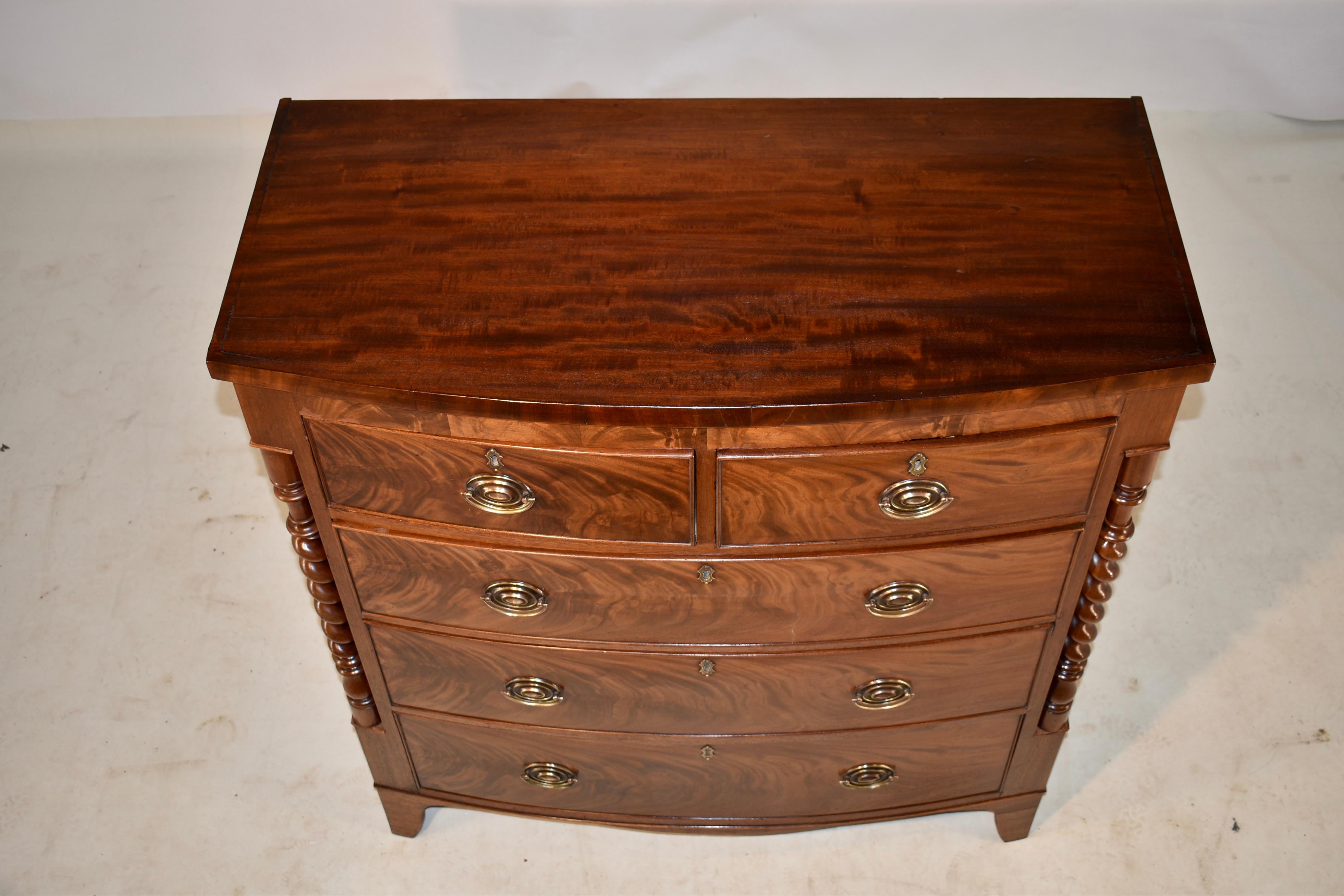 19th Century English Mahogany Bow Front Chest of Drawers For Sale 9