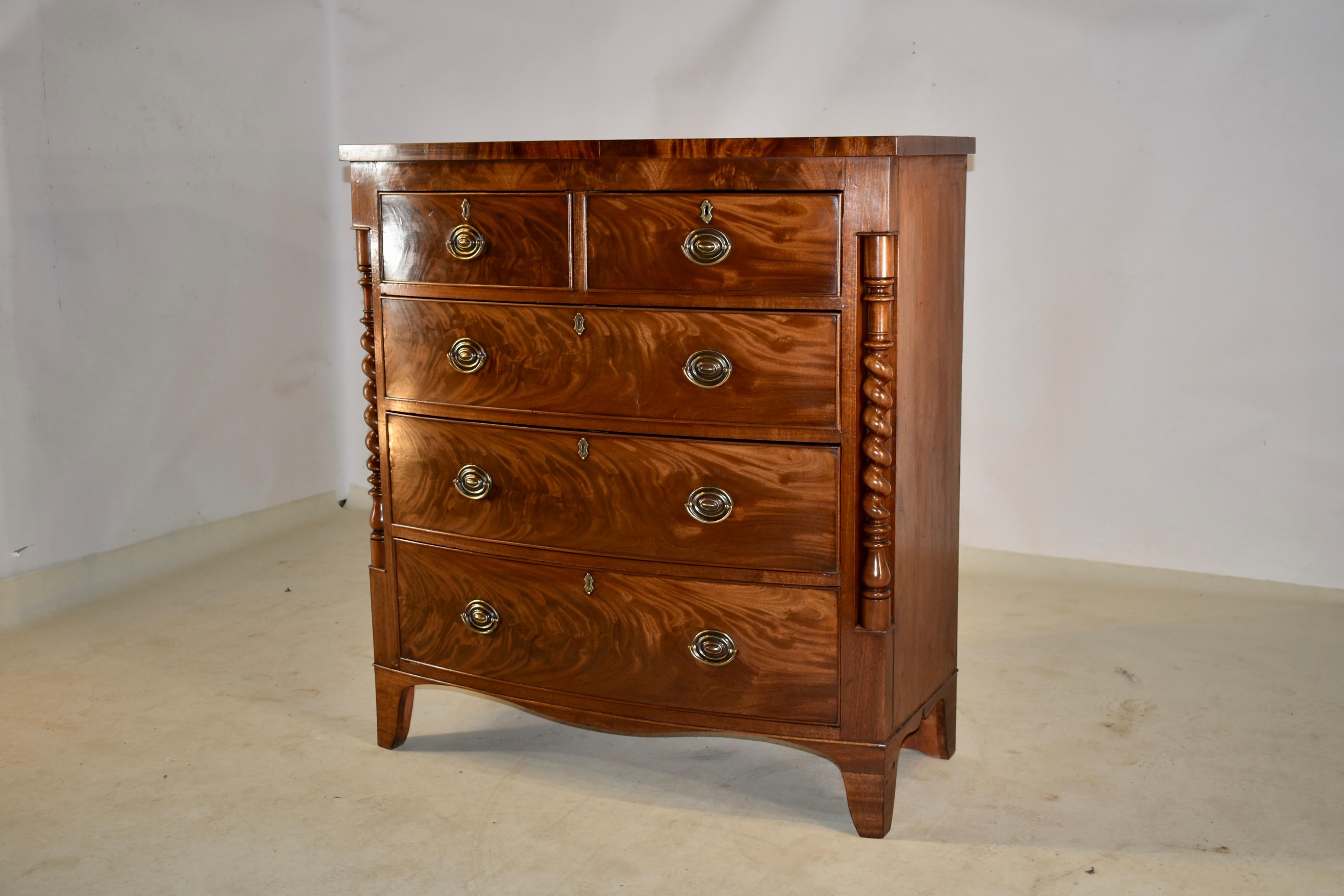 19th Century English Mahogany Bow Front Chest of Drawers In Good Condition For Sale In High Point, NC