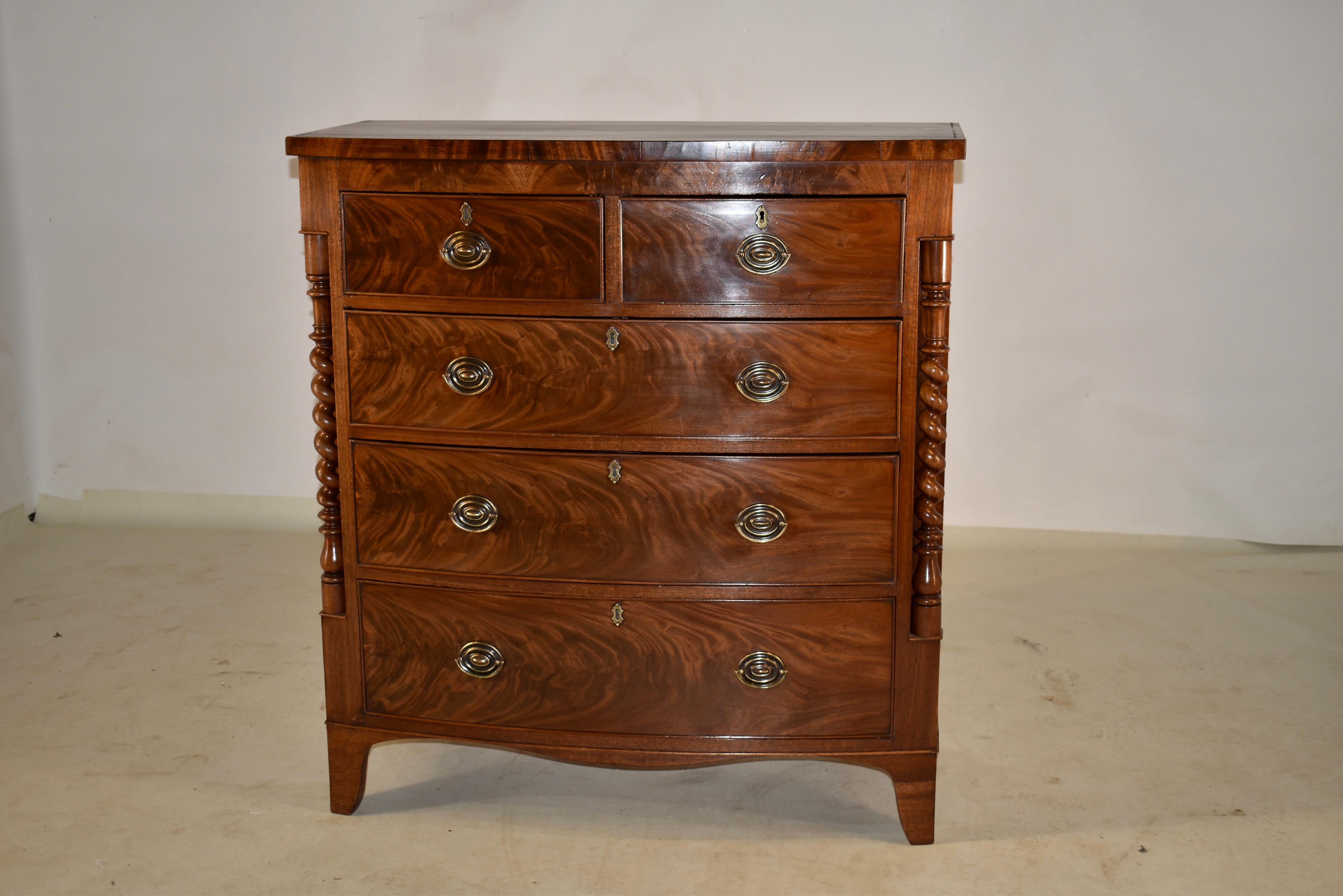 19th Century English Mahogany Bow Front Chest of Drawers For Sale 2