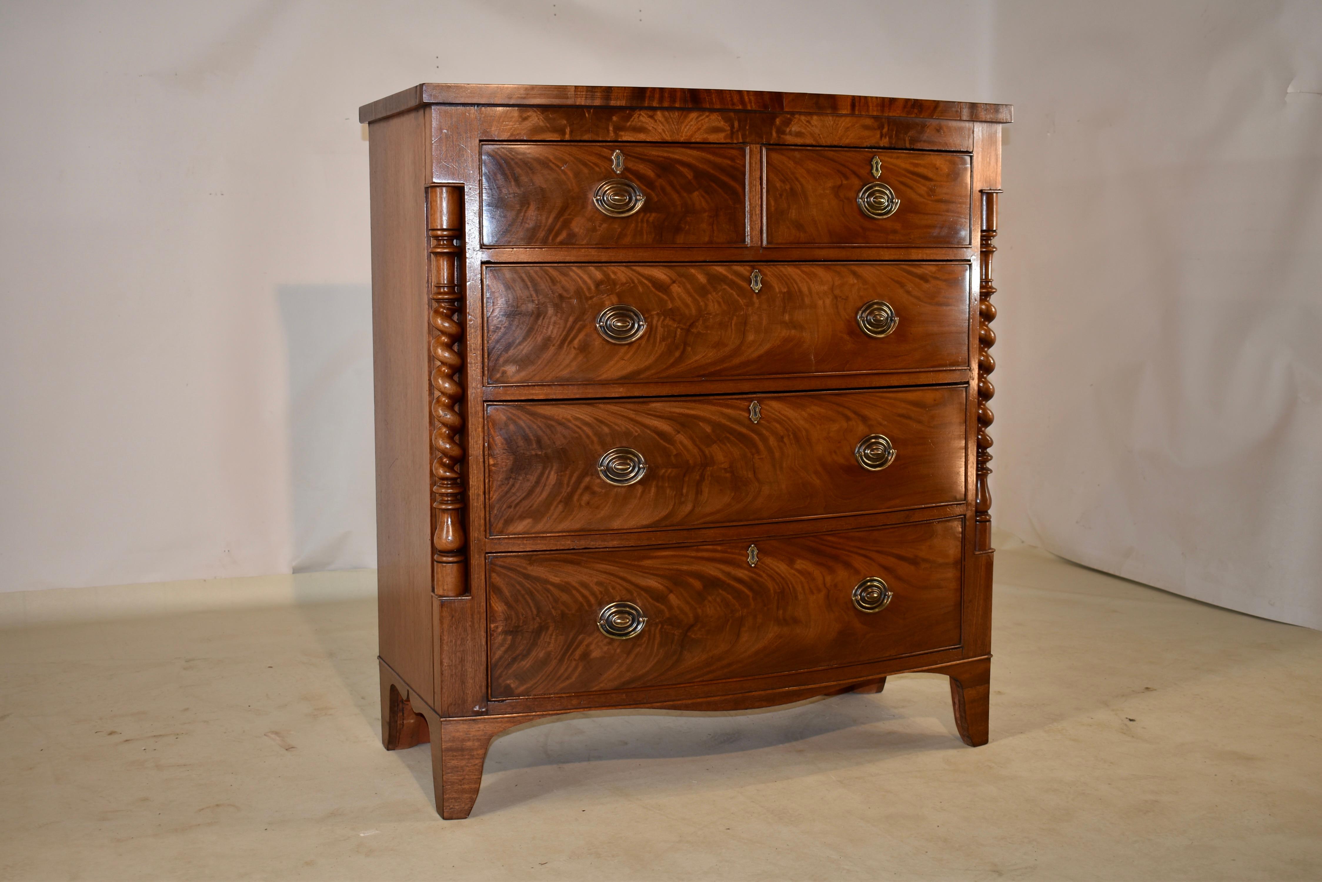 19th Century English Mahogany Bow Front Chest of Drawers For Sale 4