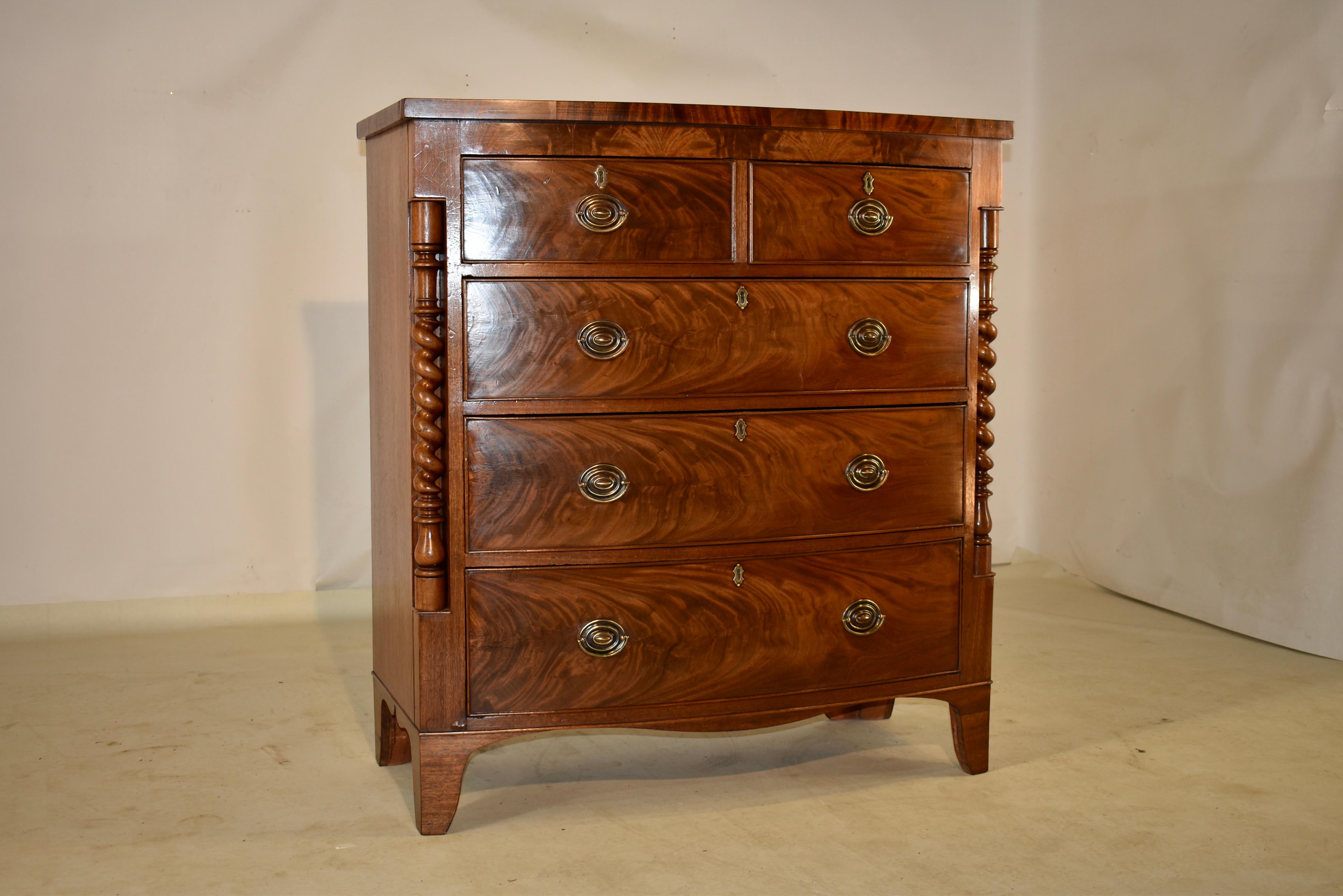 19th Century English Mahogany Bow Front Chest of Drawers For Sale 5