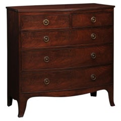 19th Century English Mahogany Bowfront Chest with Reeded Edge and Splayed Feet
