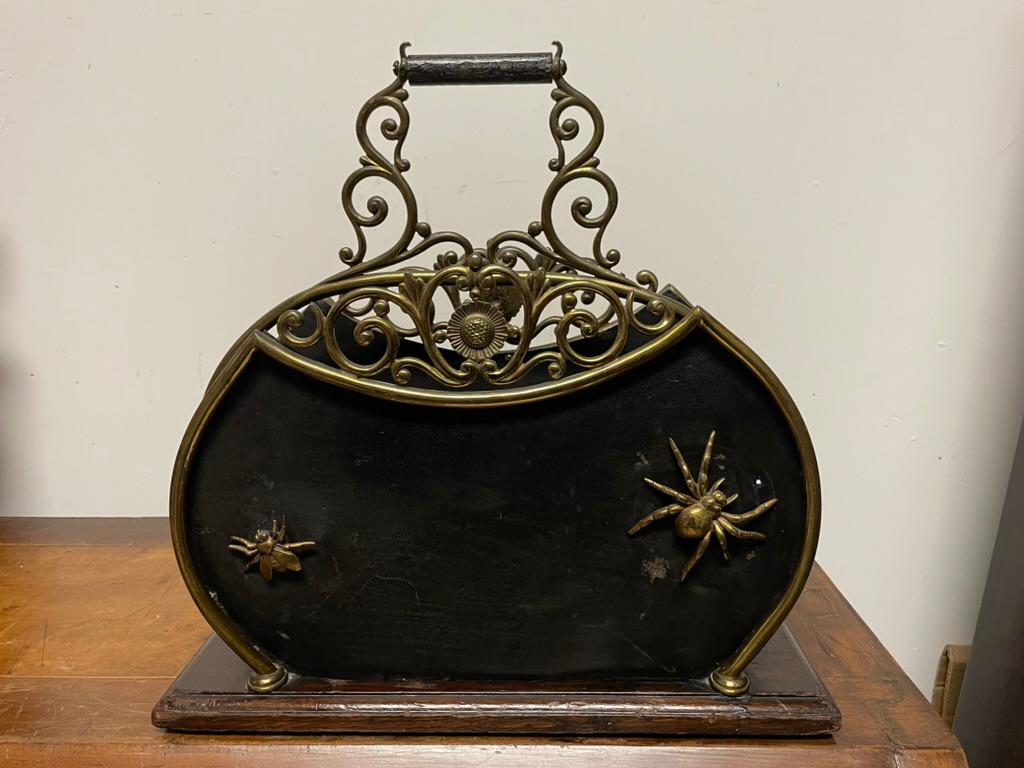 19th Century English Mahogany Brass And Steel Magazine Rack   For Sale 5