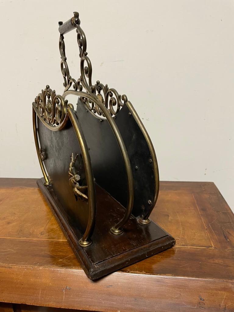 19th Century English Mahogany Brass And Steel Magazine Rack   For Sale 14