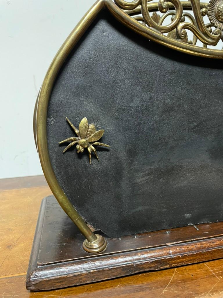 Late Victorian 19th Century English Mahogany Brass And Steel Magazine Rack   For Sale