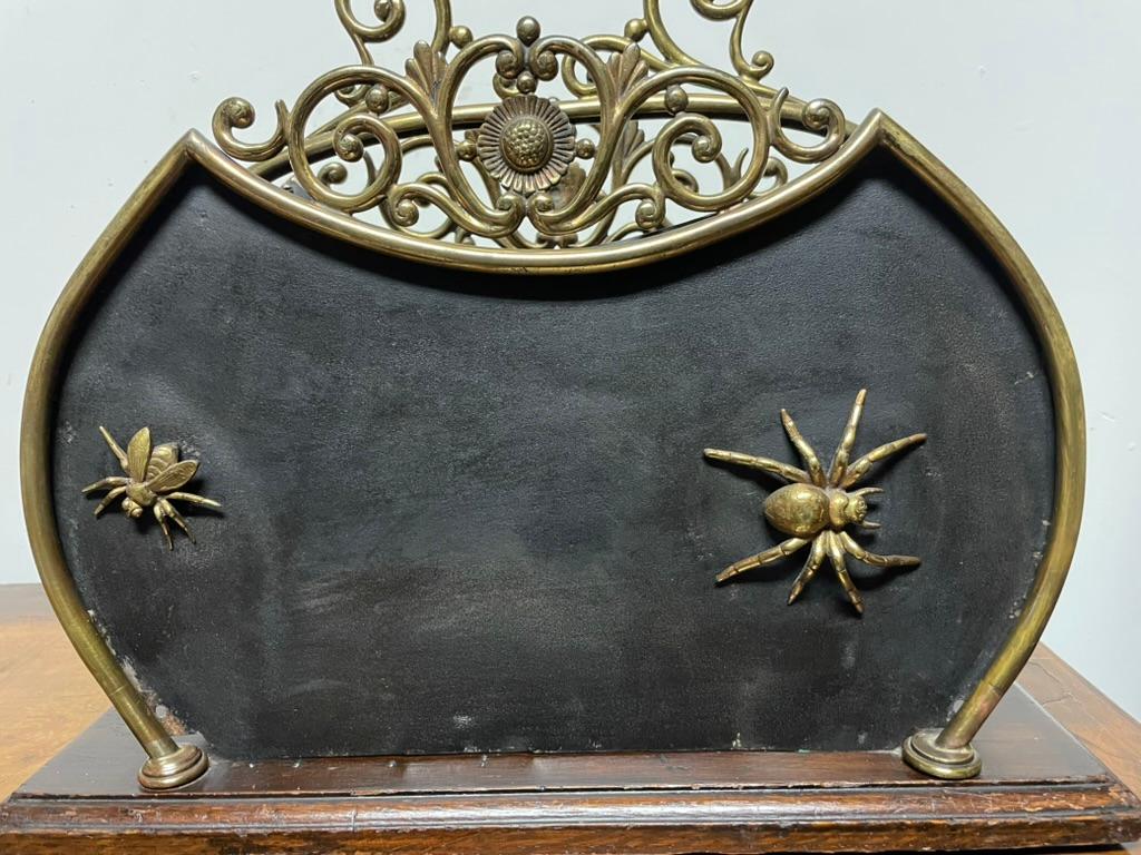 Carved 19th Century English Mahogany Brass And Steel Magazine Rack   For Sale