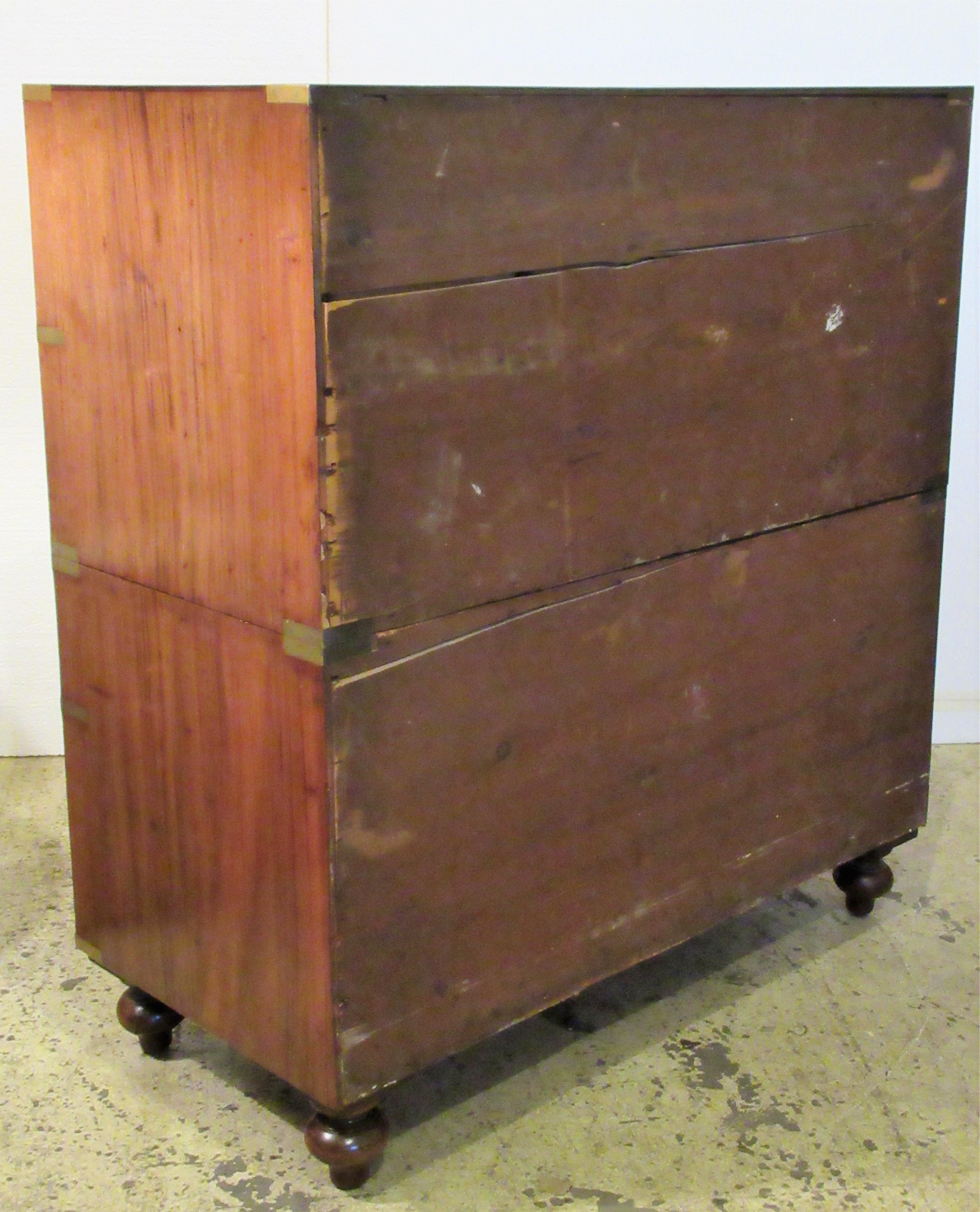 19th Century English Mahogany Brass Banded Campaign Chest 13