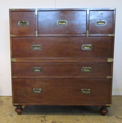 19th Century English Mahogany Brass Banded Campaign Chest
