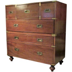 19th Century English Mahogany Brass Banded Campaign Chest