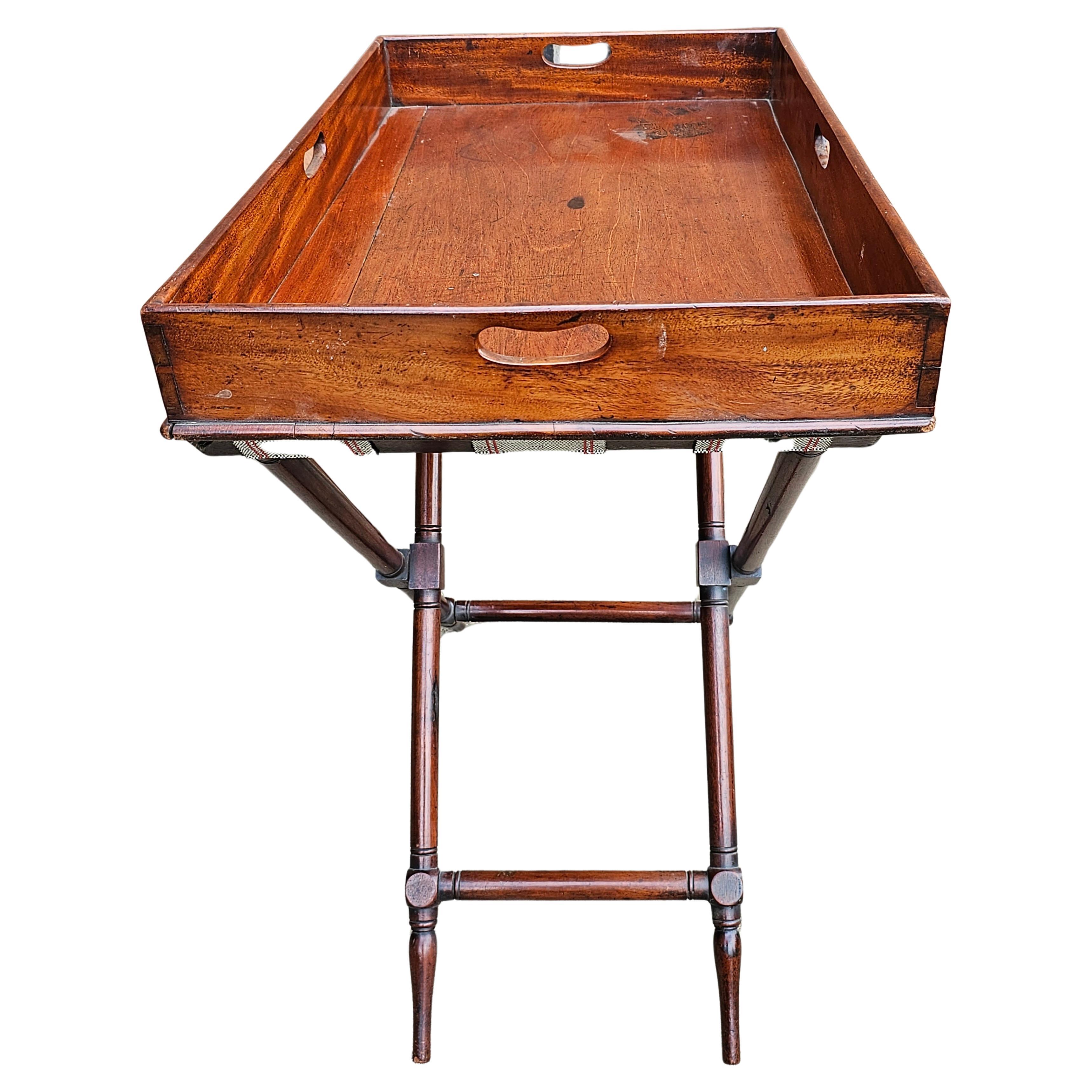 Anglo-Japanese 19th Century English Mahogany Butler's Tray Table For Sale