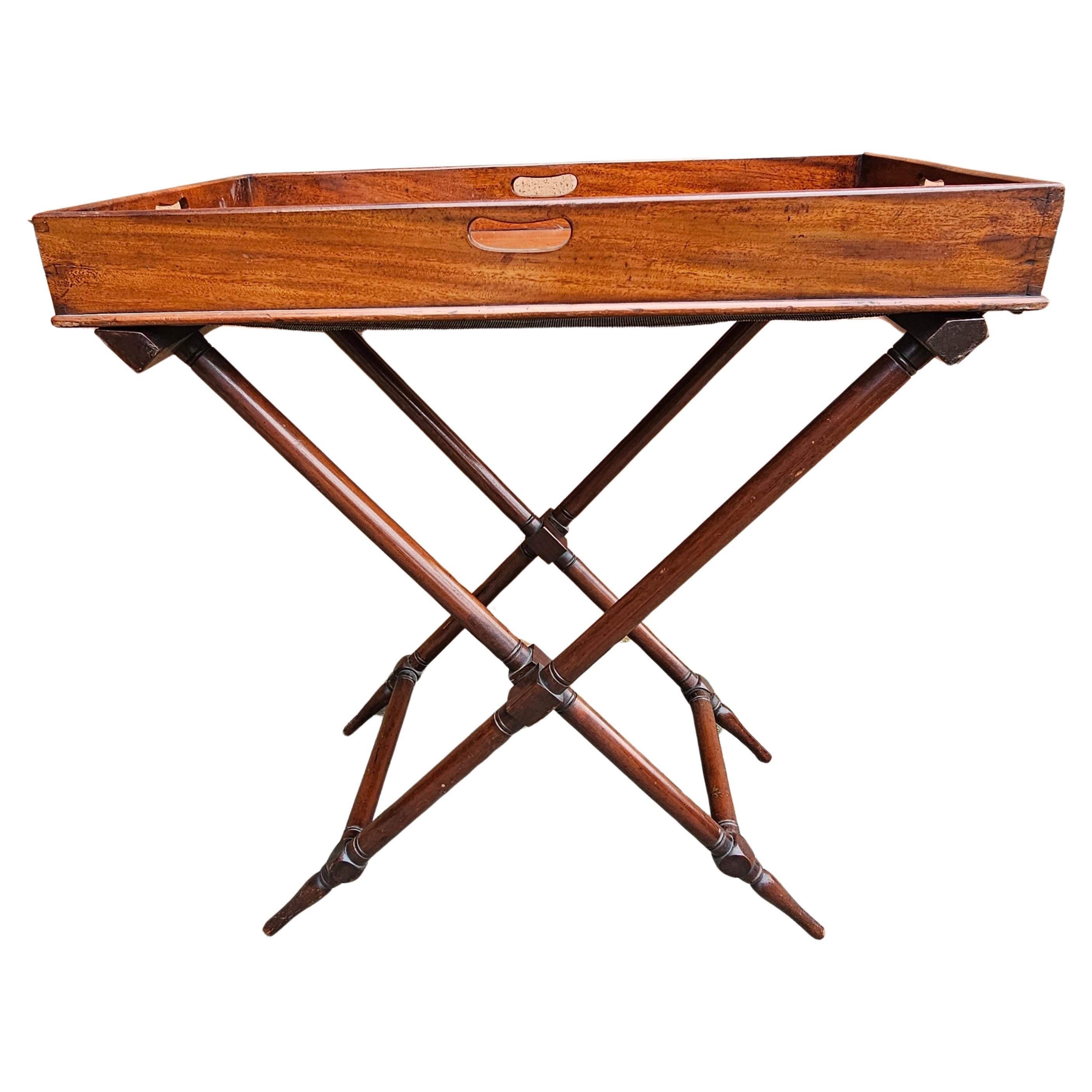 American 19th Century English Mahogany Butler's Tray Table For Sale