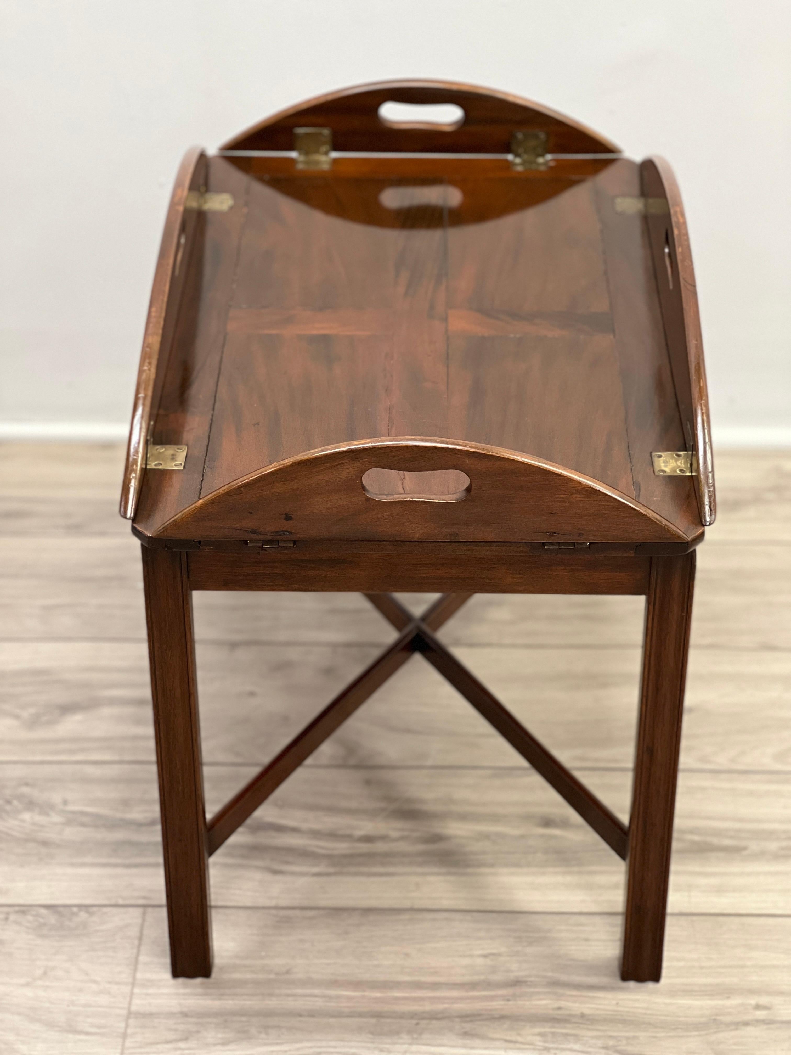 19th Century English Mahogany Butlers Tray Table In Good Condition In Nashville, TN
