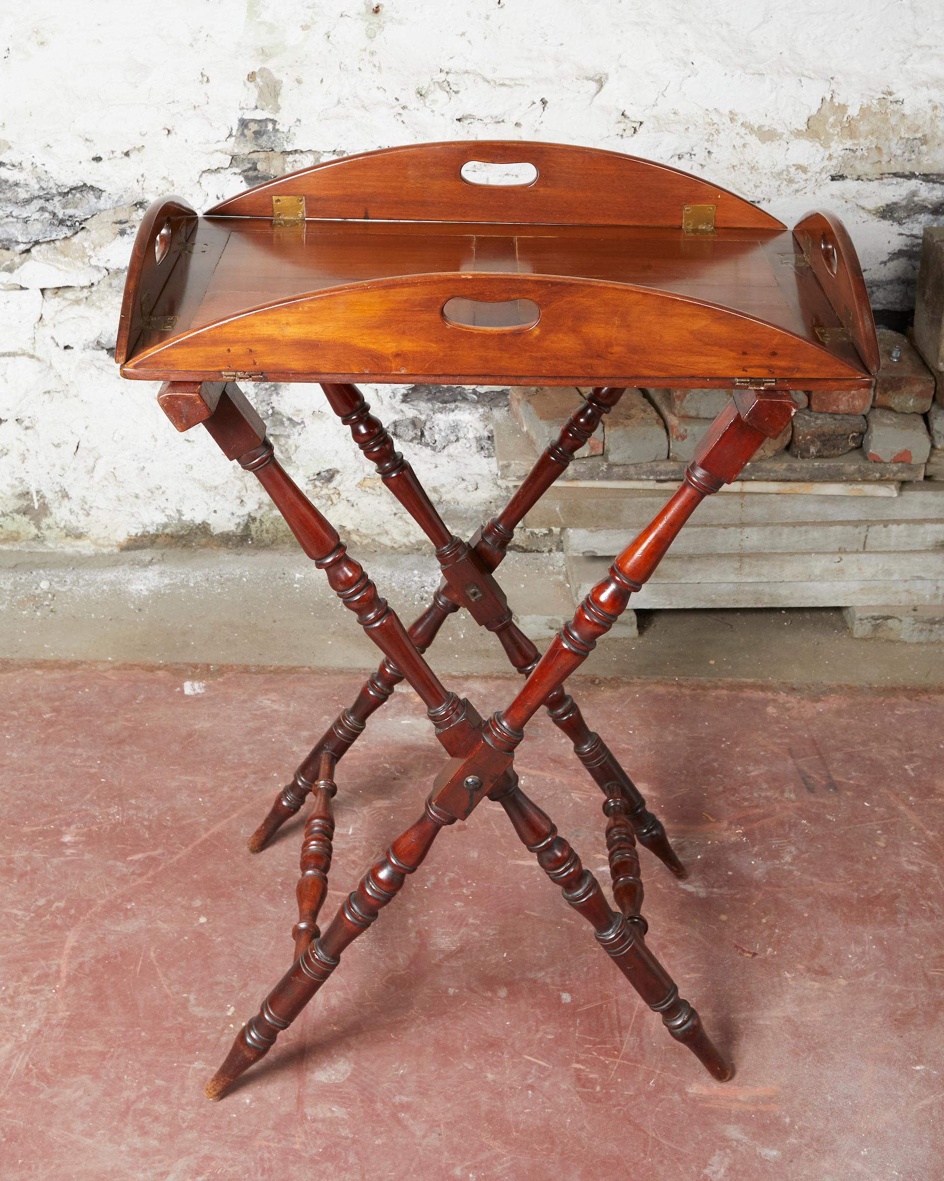 Mid-19th Century 19th Century English Mahogany Butlers Tray Table For Sale