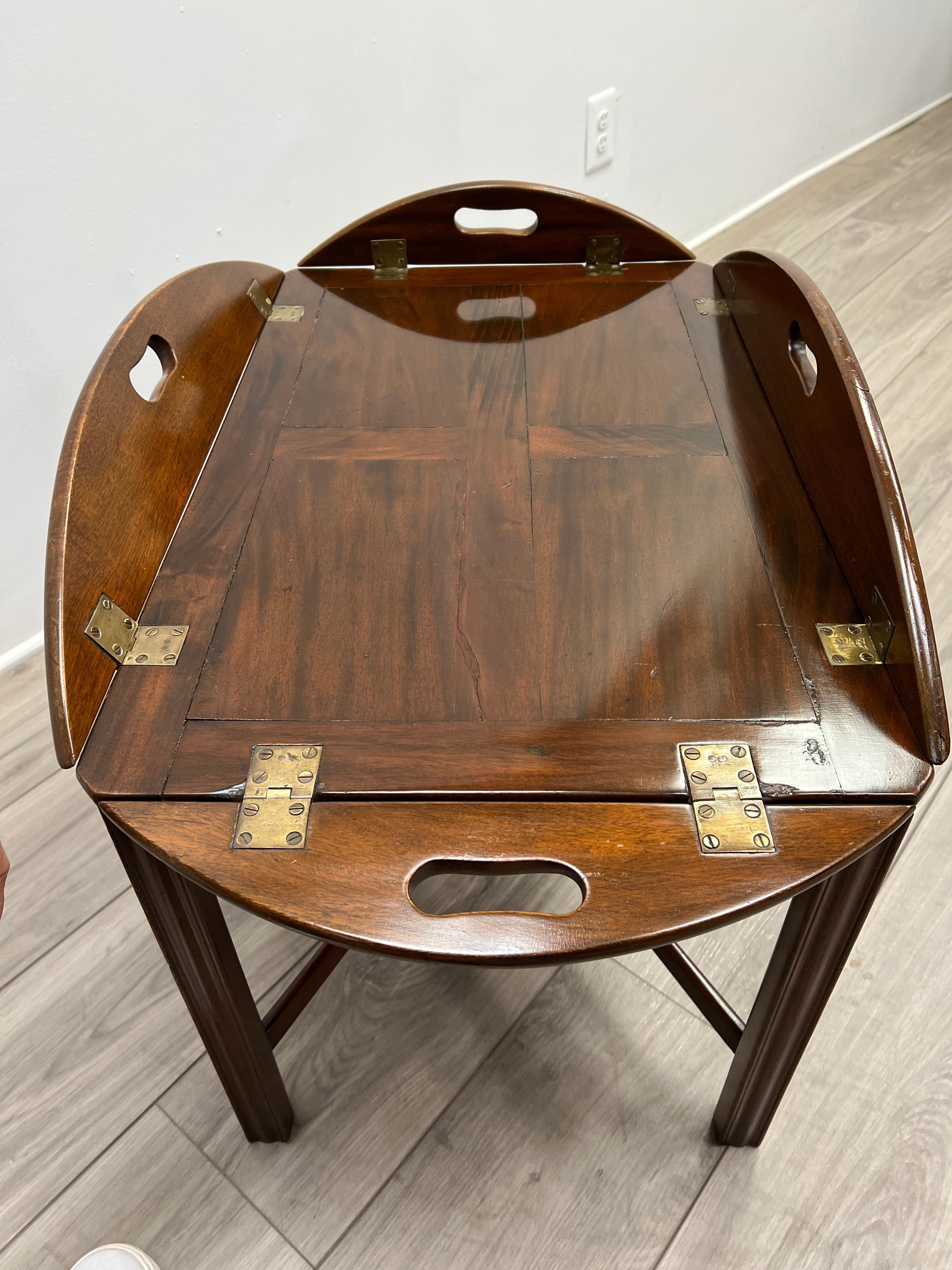 19th Century English Mahogany Butlers Tray Table 1