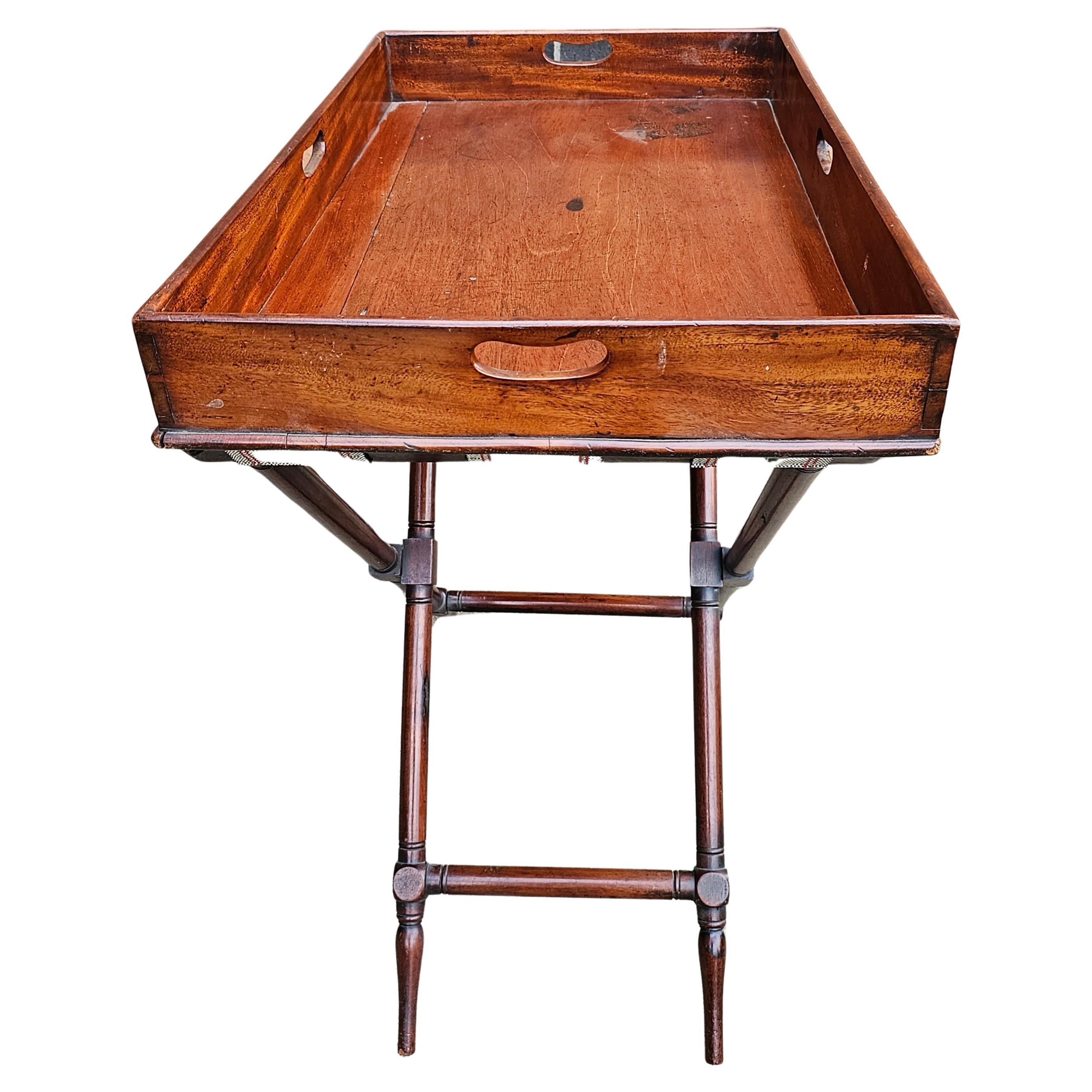 19th Century English Mahogany Butler's Tray Table For Sale 1