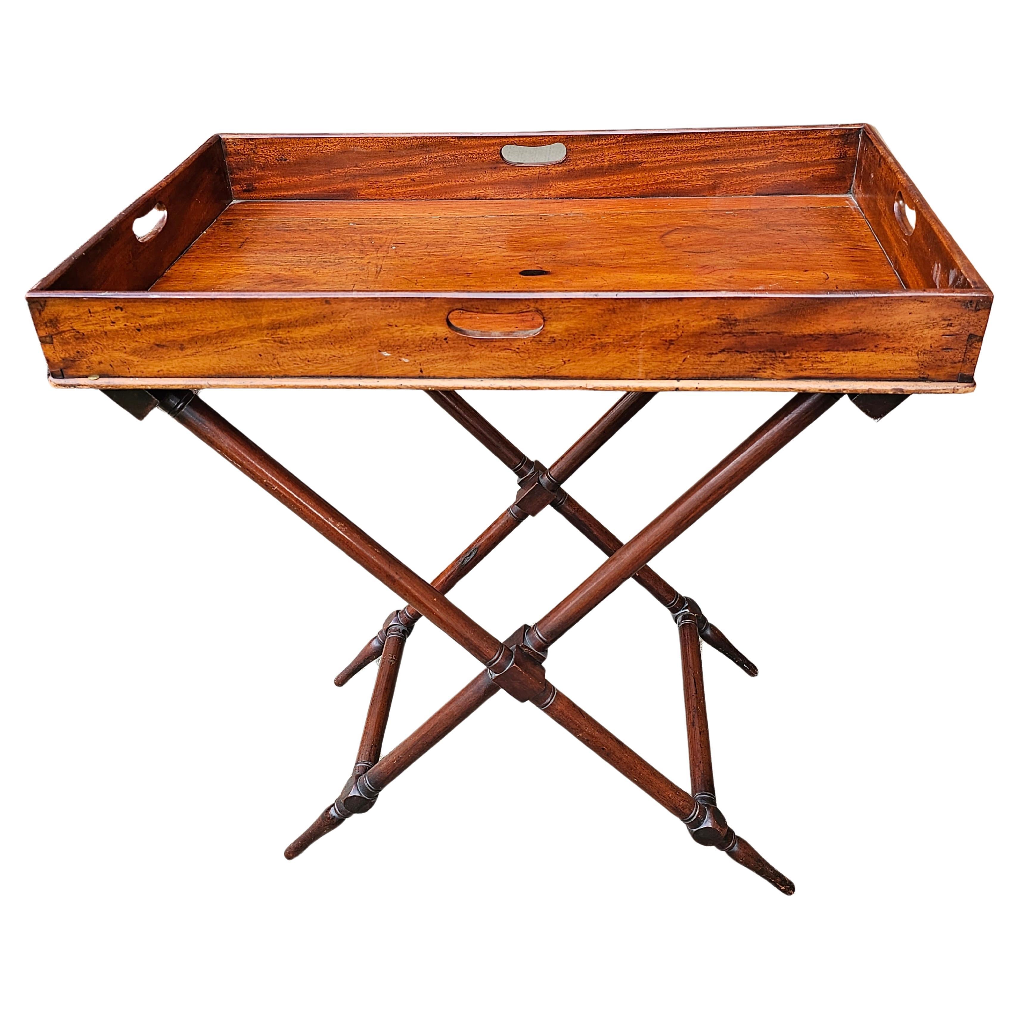 19th Century English Mahogany Butler's Tray Table For Sale