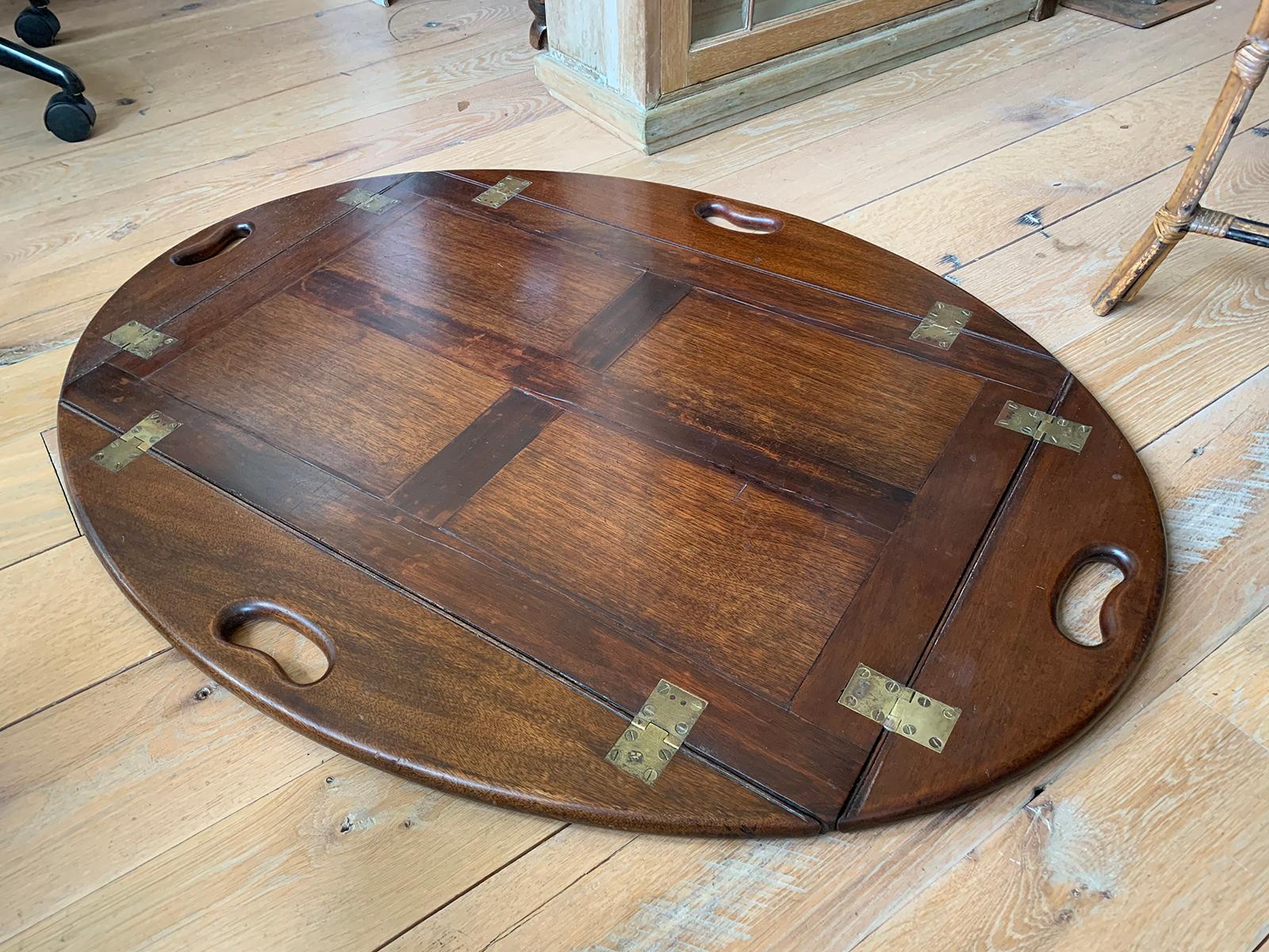 19th Century English Mahogany Butlers Tray with Hinged Sides 9