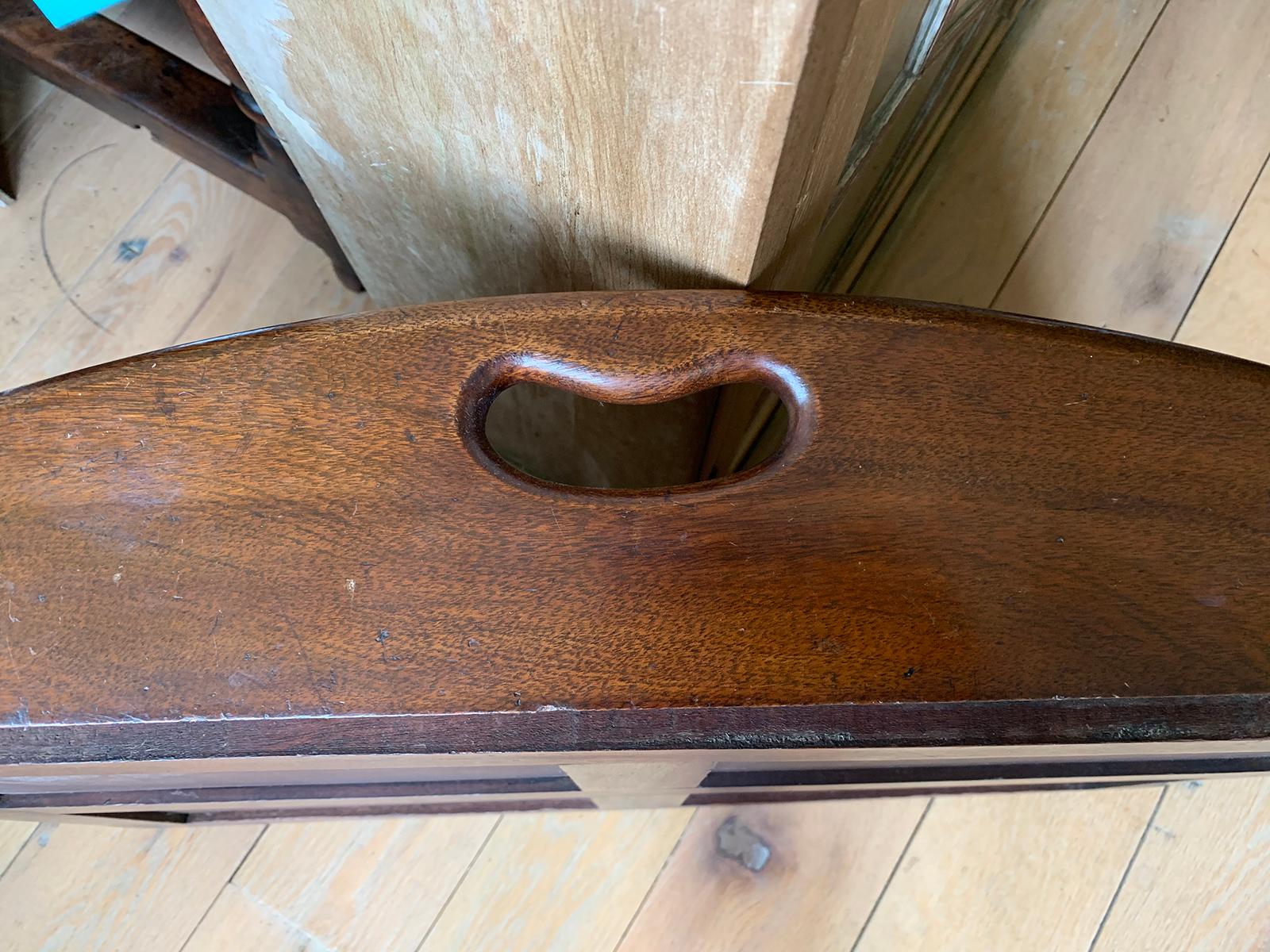 19th Century English Mahogany Butlers Tray with Hinged Sides 10