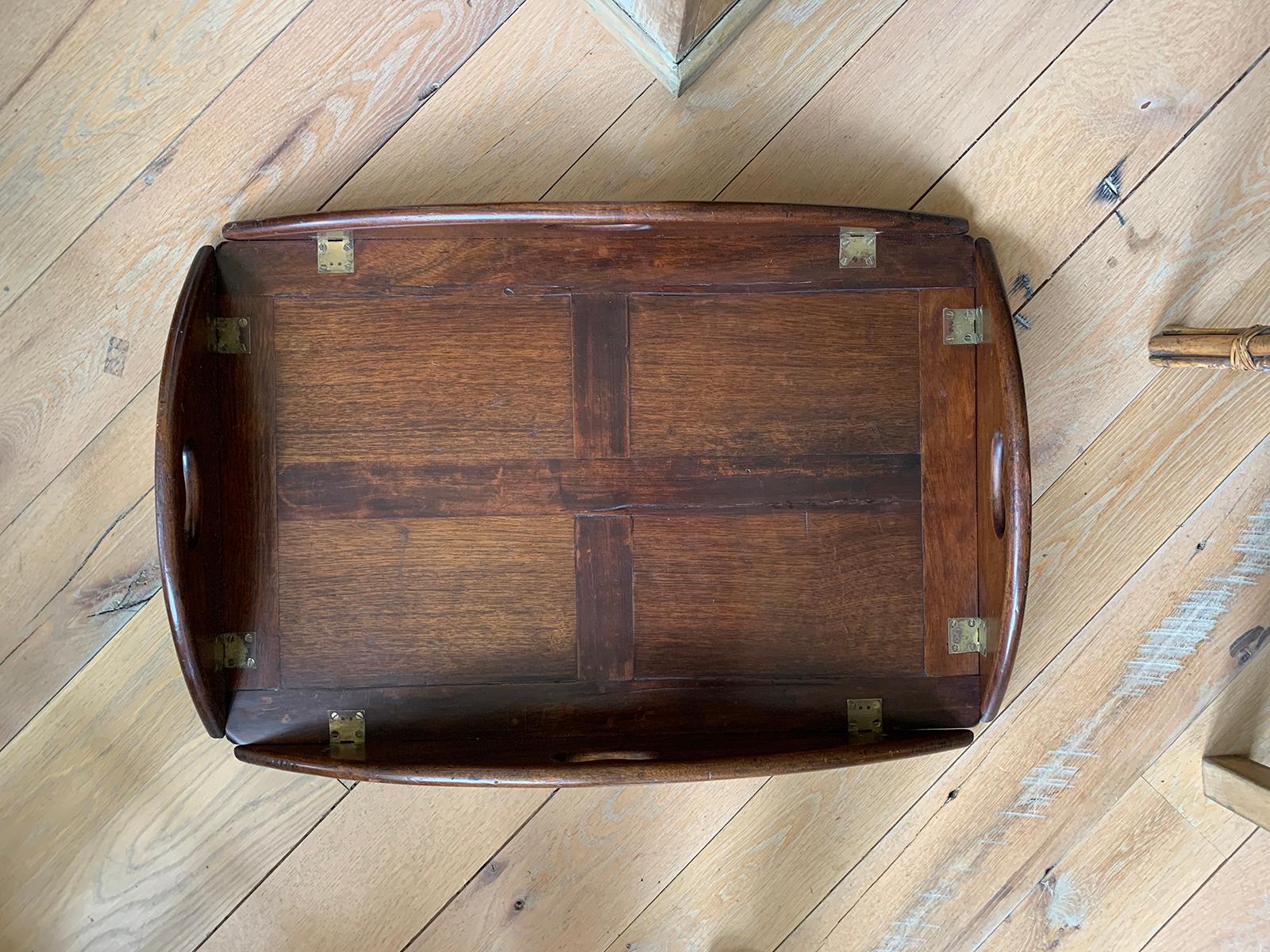 19th Century English Mahogany Butlers Tray with Hinged Sides 2