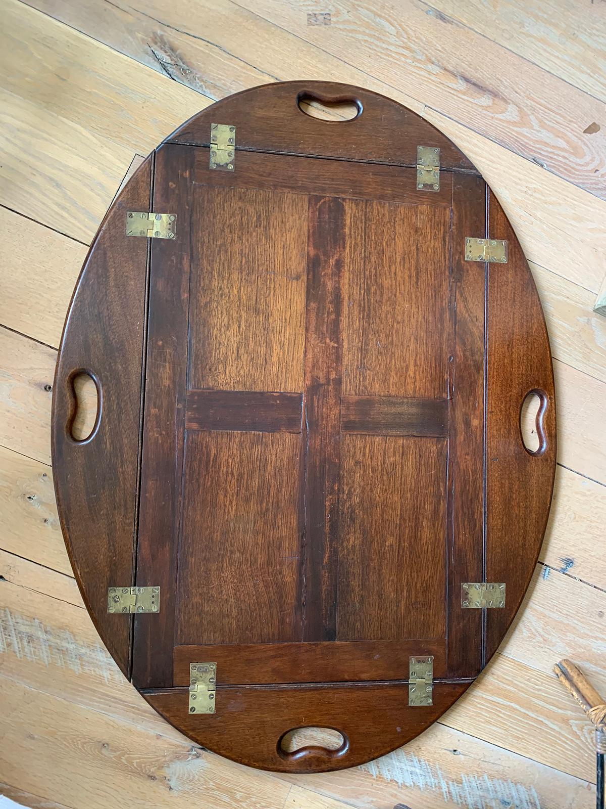 19th Century English Mahogany Butlers Tray with Hinged Sides 3