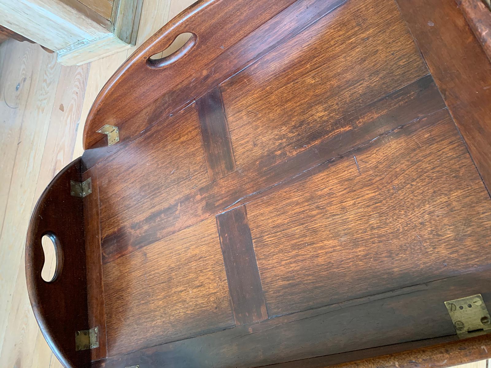 19th Century English Mahogany Butlers Tray with Hinged Sides 4