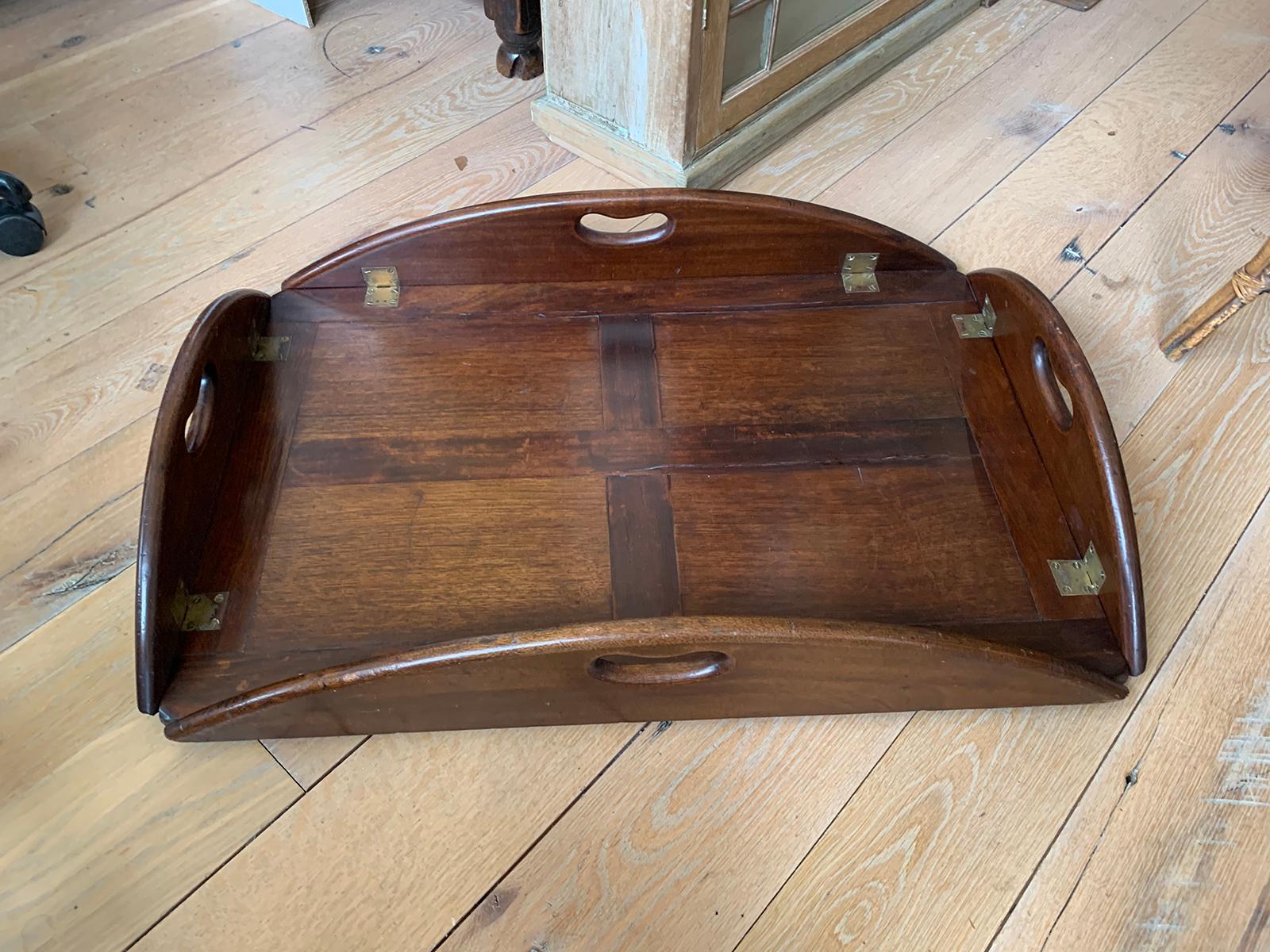 19th Century English Mahogany Butlers Tray with Hinged Sides 5