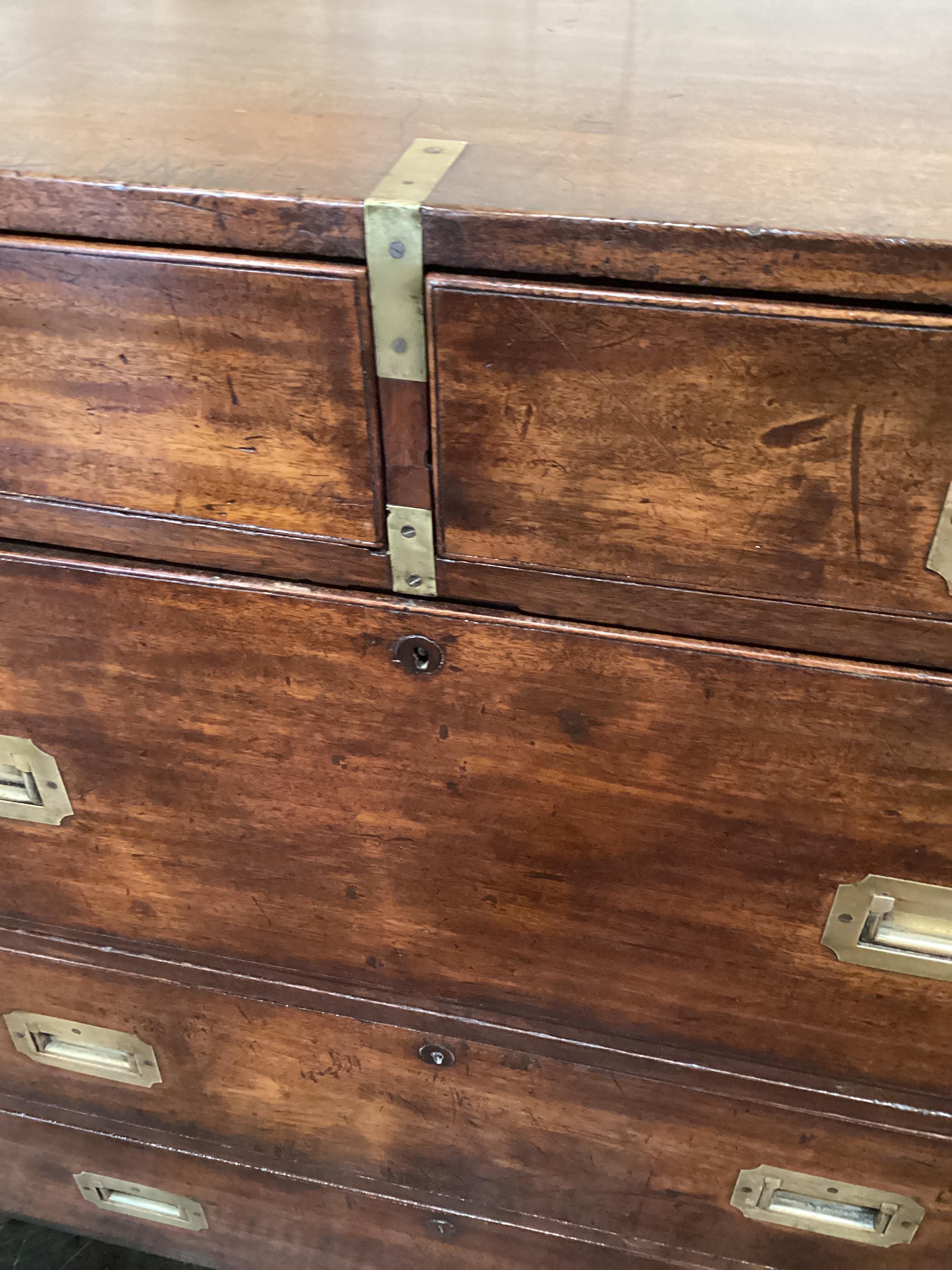 19th Century English Mahogany Campaign Chest  For Sale 6