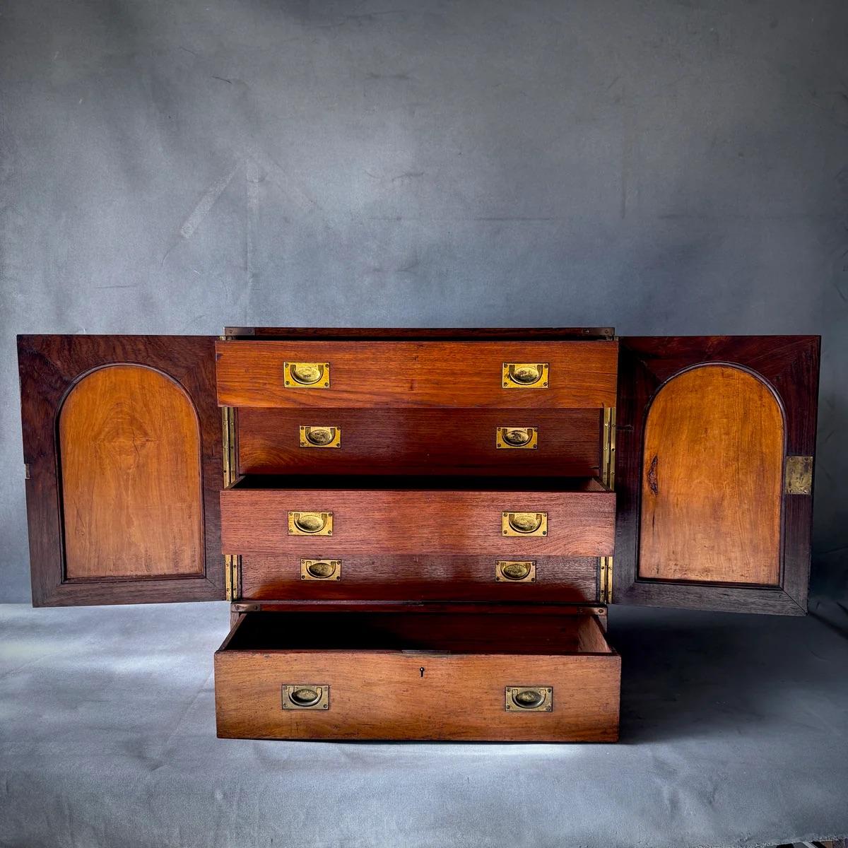 19th Century English Mahogany Campaign Chest For Sale 11