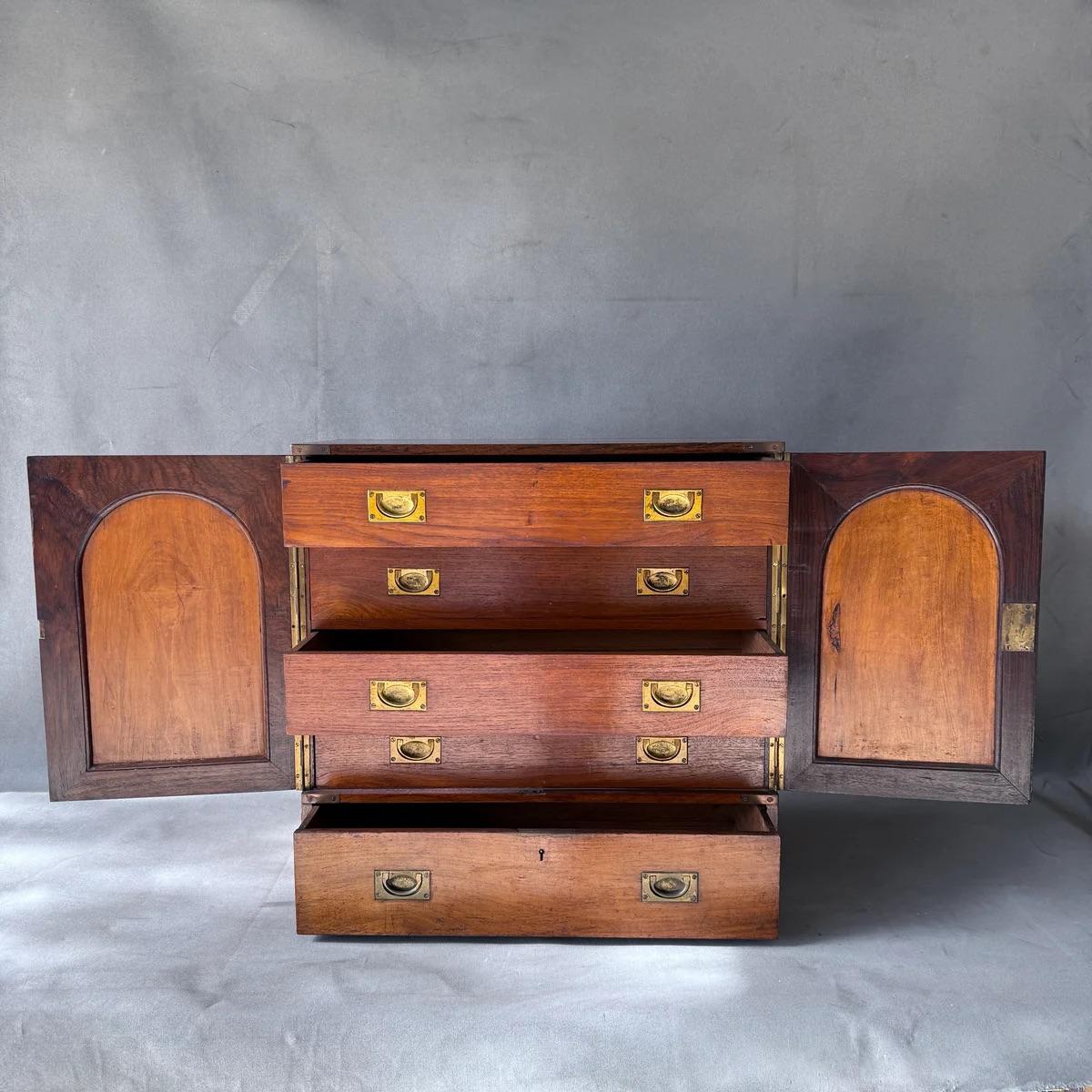 19th Century English Mahogany Campaign Chest For Sale 16
