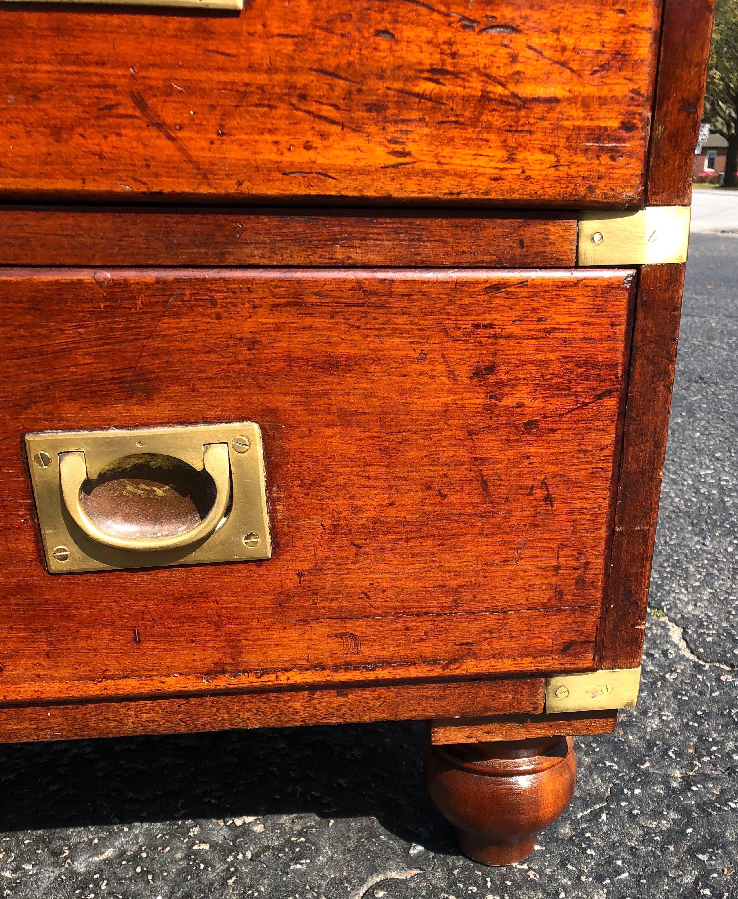 19th Century English Mahogany Campaign Chest attributed to Phillips & Son 1