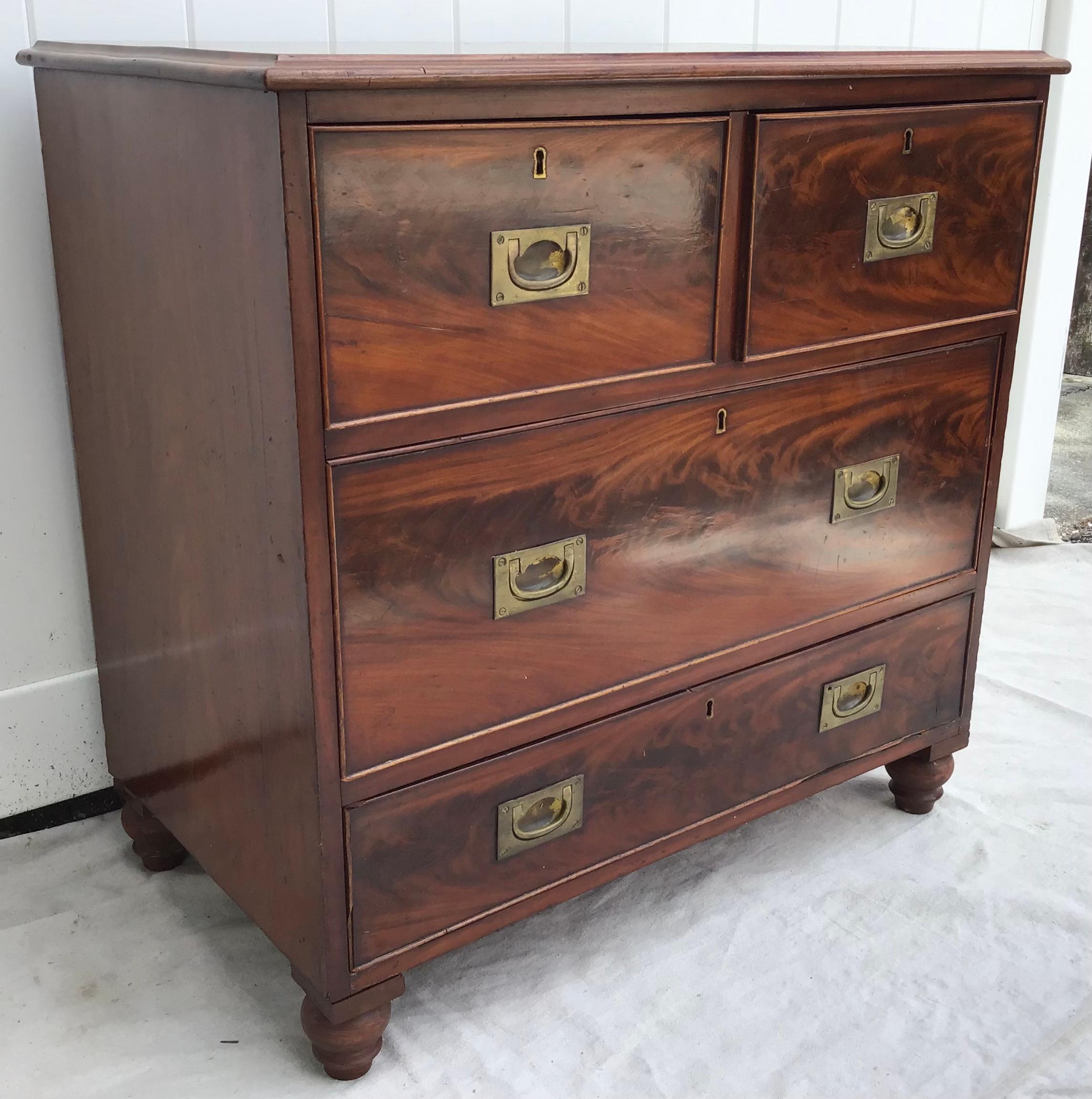 19th Century English Mahogany Campaign Chest 2