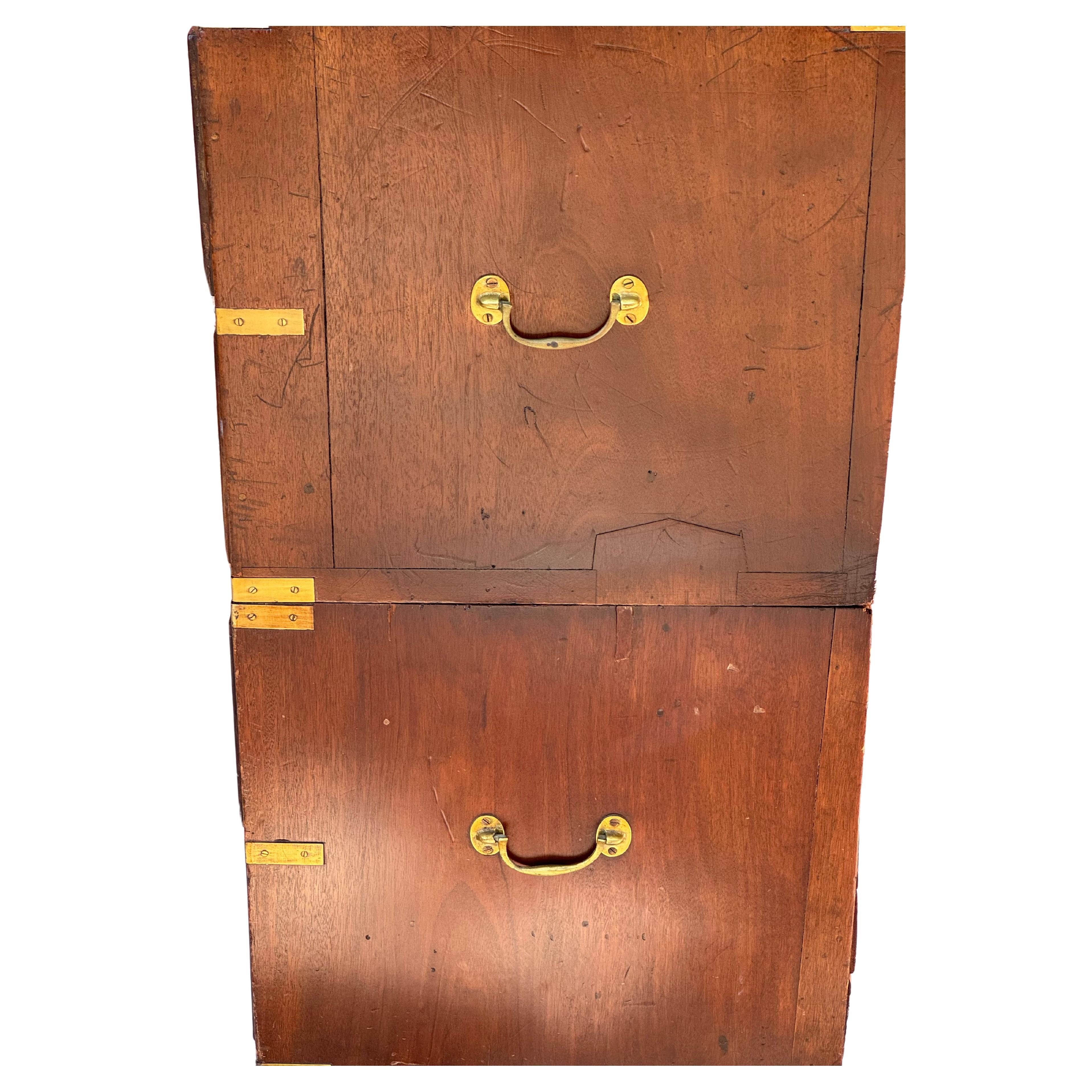 19th Century English Mahogany Campaign Chest For Sale 1