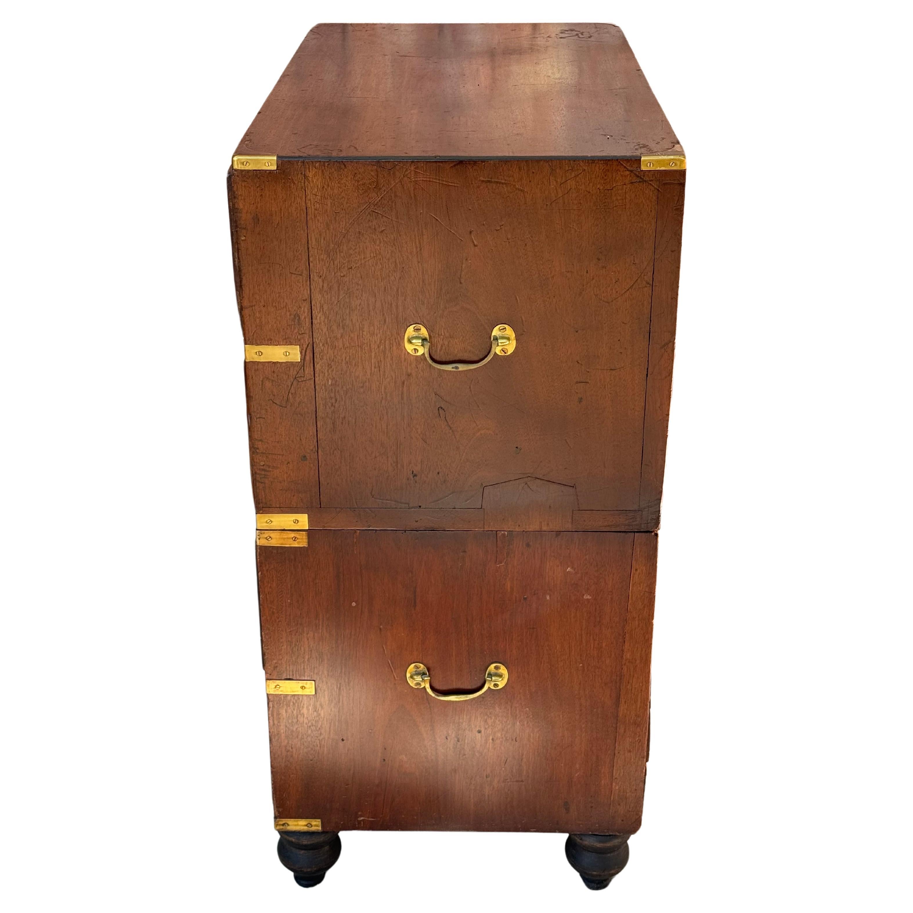 19th Century English Mahogany Campaign Chest 2