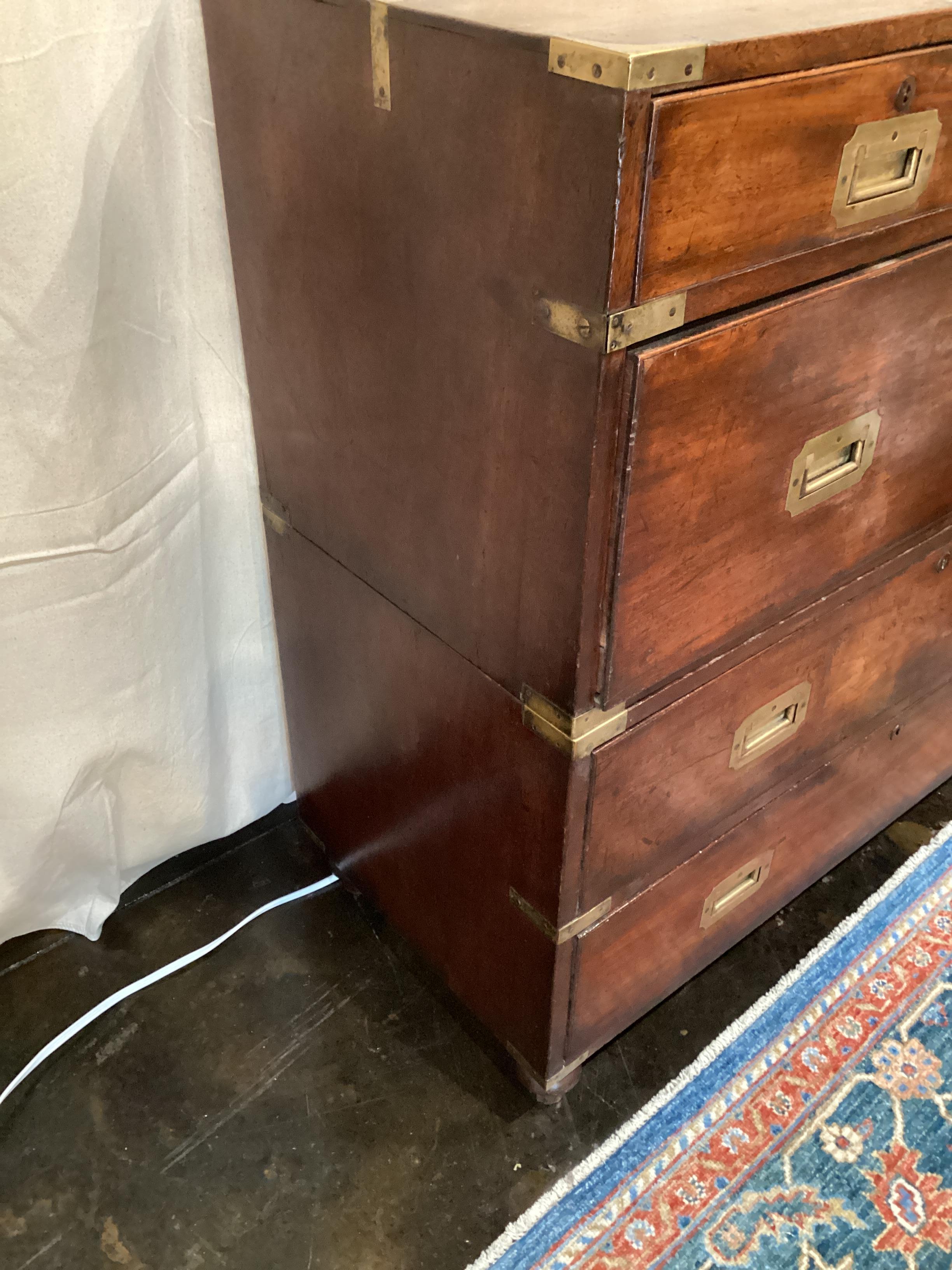 19th Century English Mahogany Campaign Chest  For Sale 2