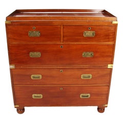 19th Century English Mahogany Campaign Chest with Brass Details 19th Century English Mahogany Campaign Chest with Brass Details