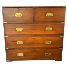 19th Century English Mahogany Campaign Chest with Brass Hardware