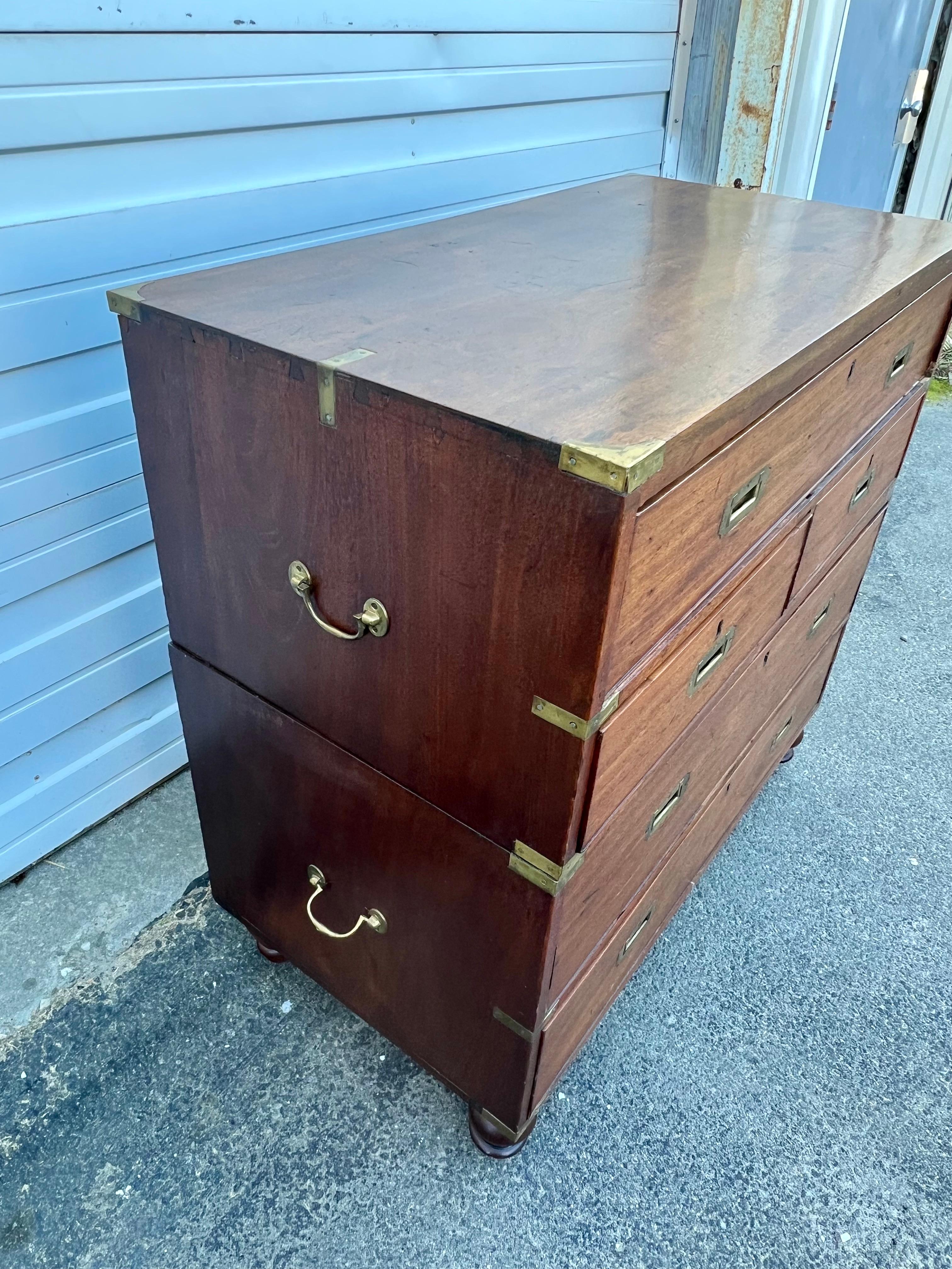 19th Century English Mahogany Campaign Desk and Chest of Drawers For Sale 2