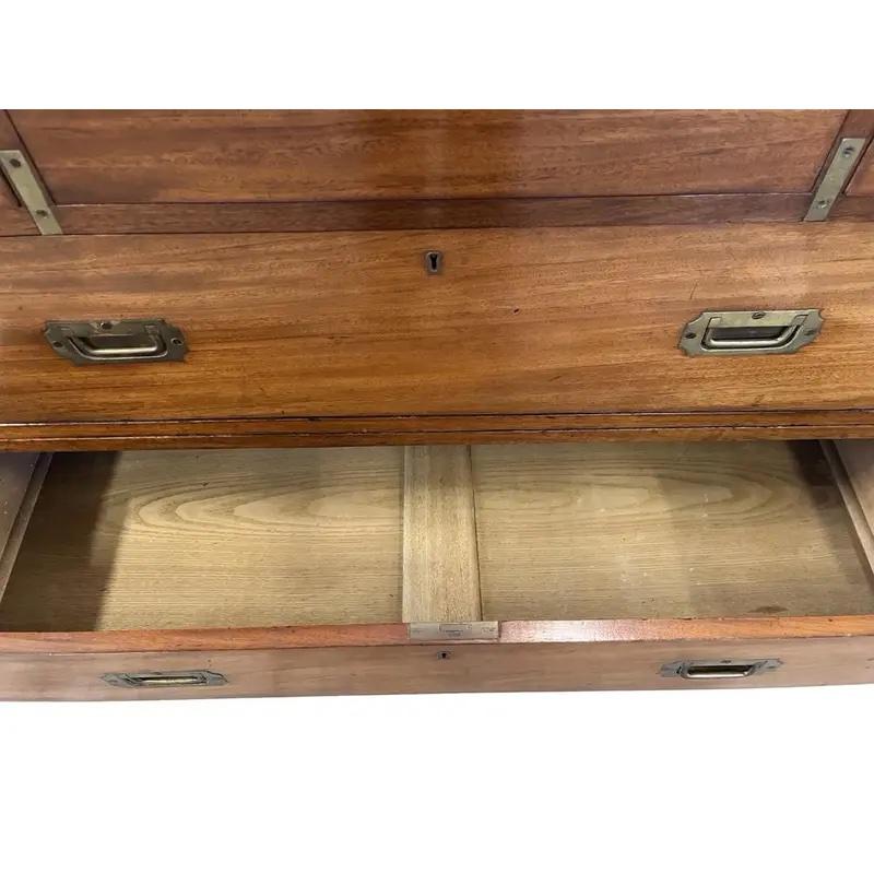 19th Century English Mahogany Campaign Secretary / Chest of Drawers For Sale 6
