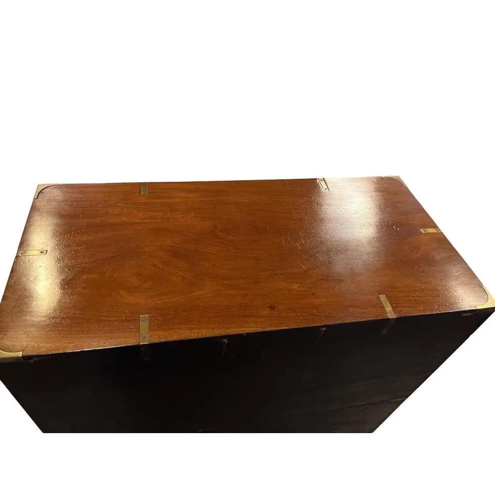 Hand-Crafted 19th Century English Mahogany Campaign Secretary / Chest of Drawers For Sale