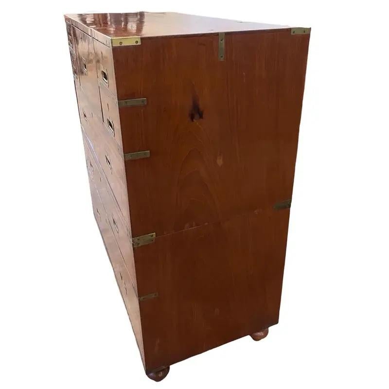 20th Century 19th Century English Mahogany Campaign Secretary / Chest of Drawers For Sale