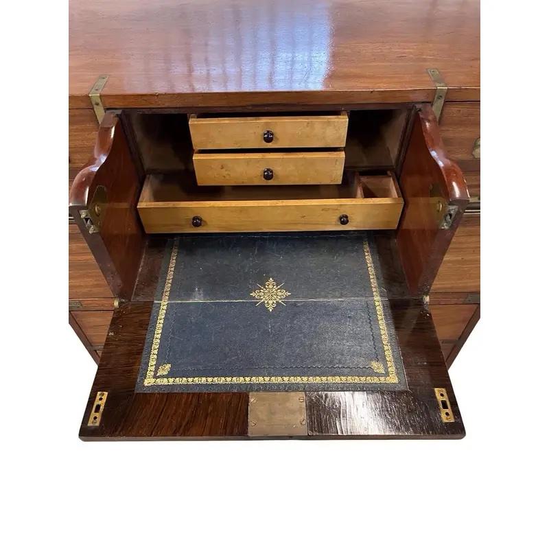 19th Century English Mahogany Campaign Secretary / Chest of Drawers For Sale 2