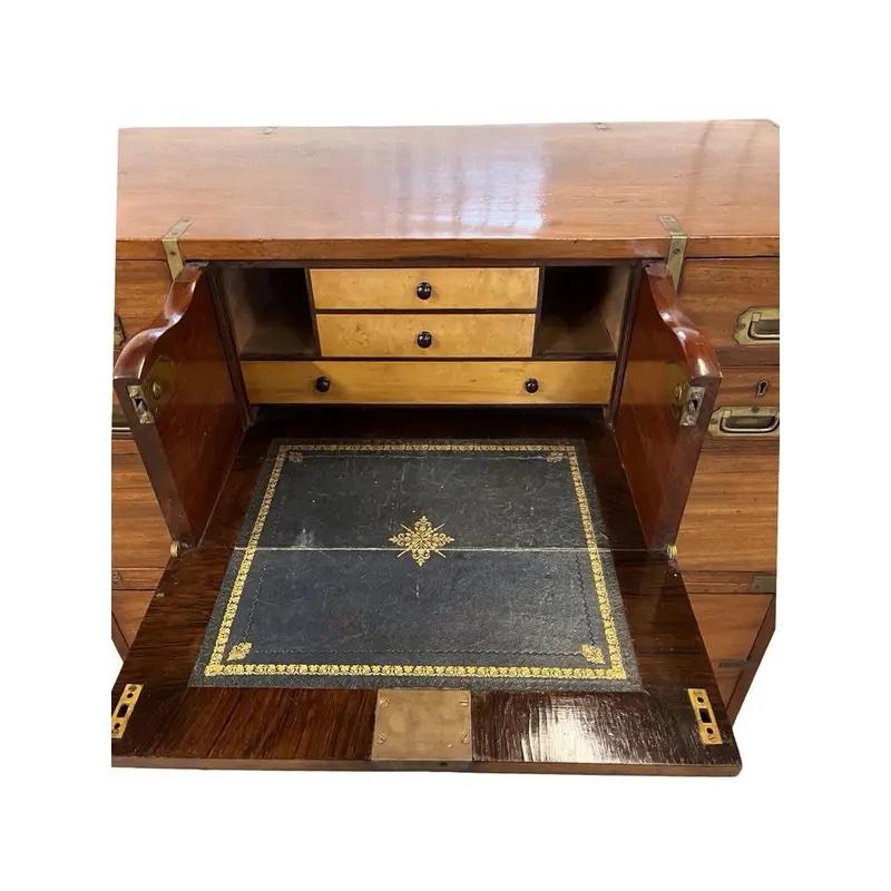 19th Century English Mahogany Campaign Secretary / Chest of Drawers For Sale 3