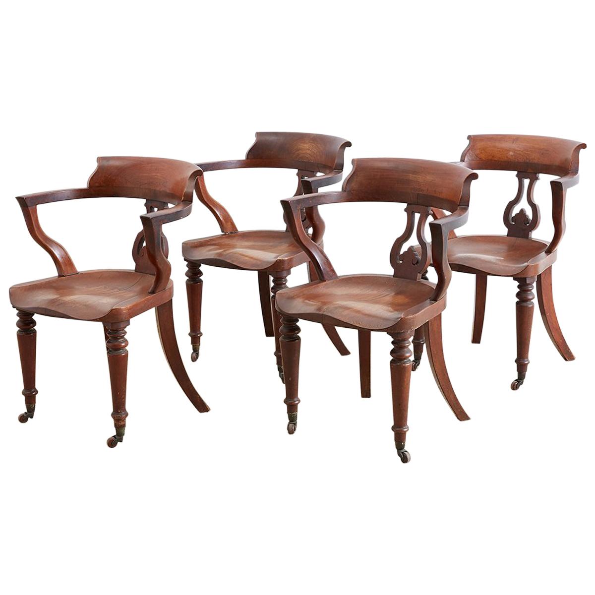 19th Century English Mahogany Captain's Pub Chairs