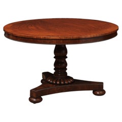 19th Century English Mahogany Center / Breakfast Table with Crossbanded Top