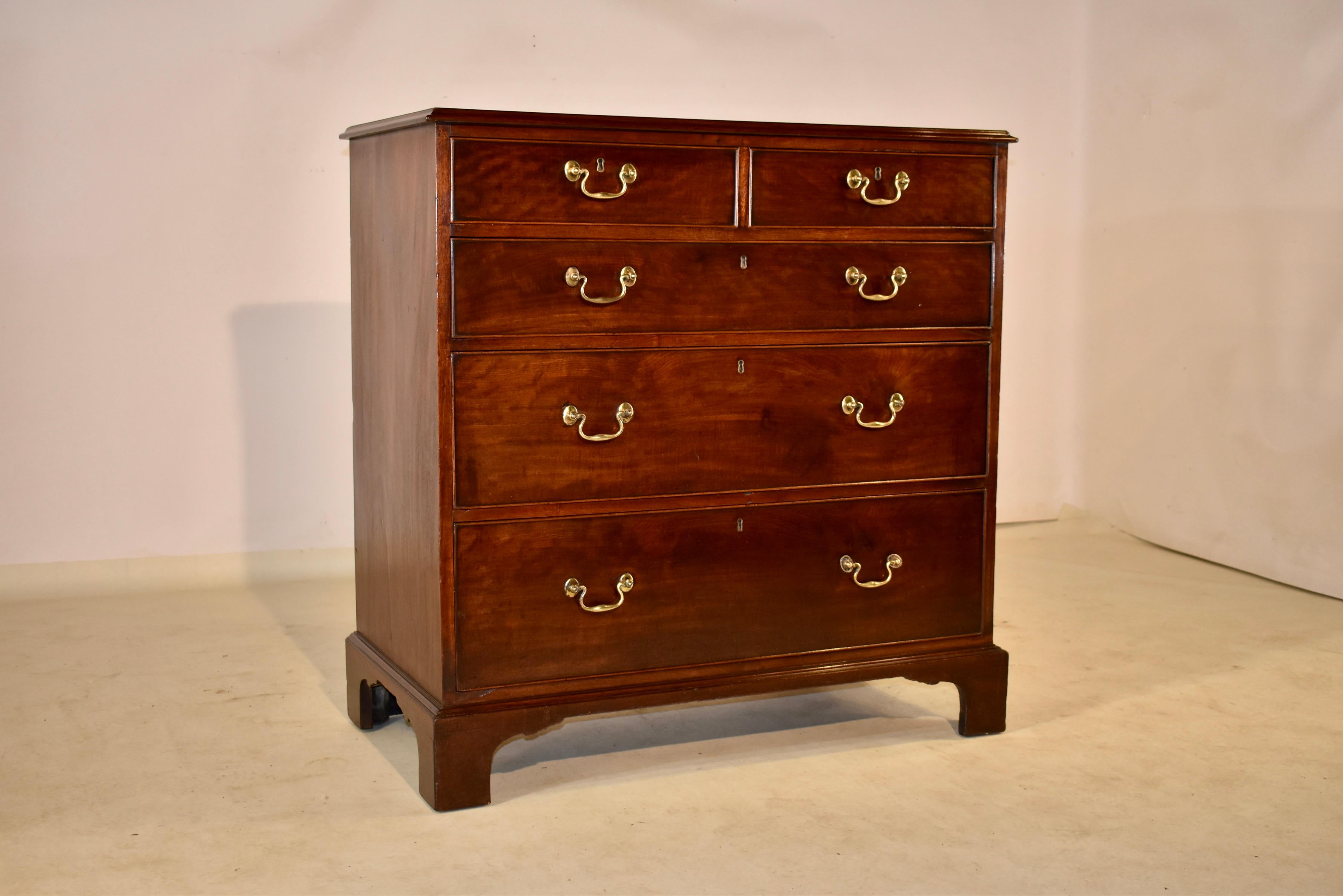 Georgian 19th Century English Mahogany Chest of Drawers For Sale