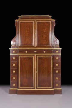 19th Century English Mahogany Collectors Cabinet by C. Mellier & Co