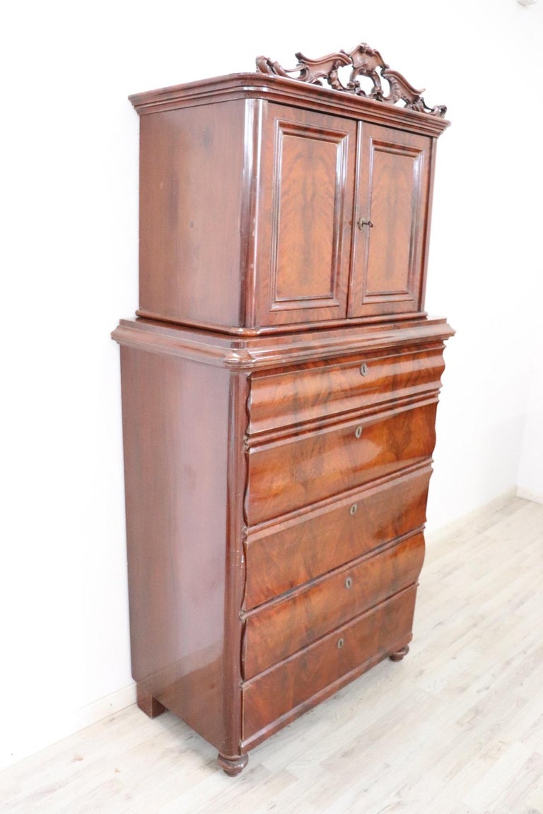 Mid-19th Century 19th Century English Mahogany Commode or Tall Chest of Drawers, 1850s For Sale
