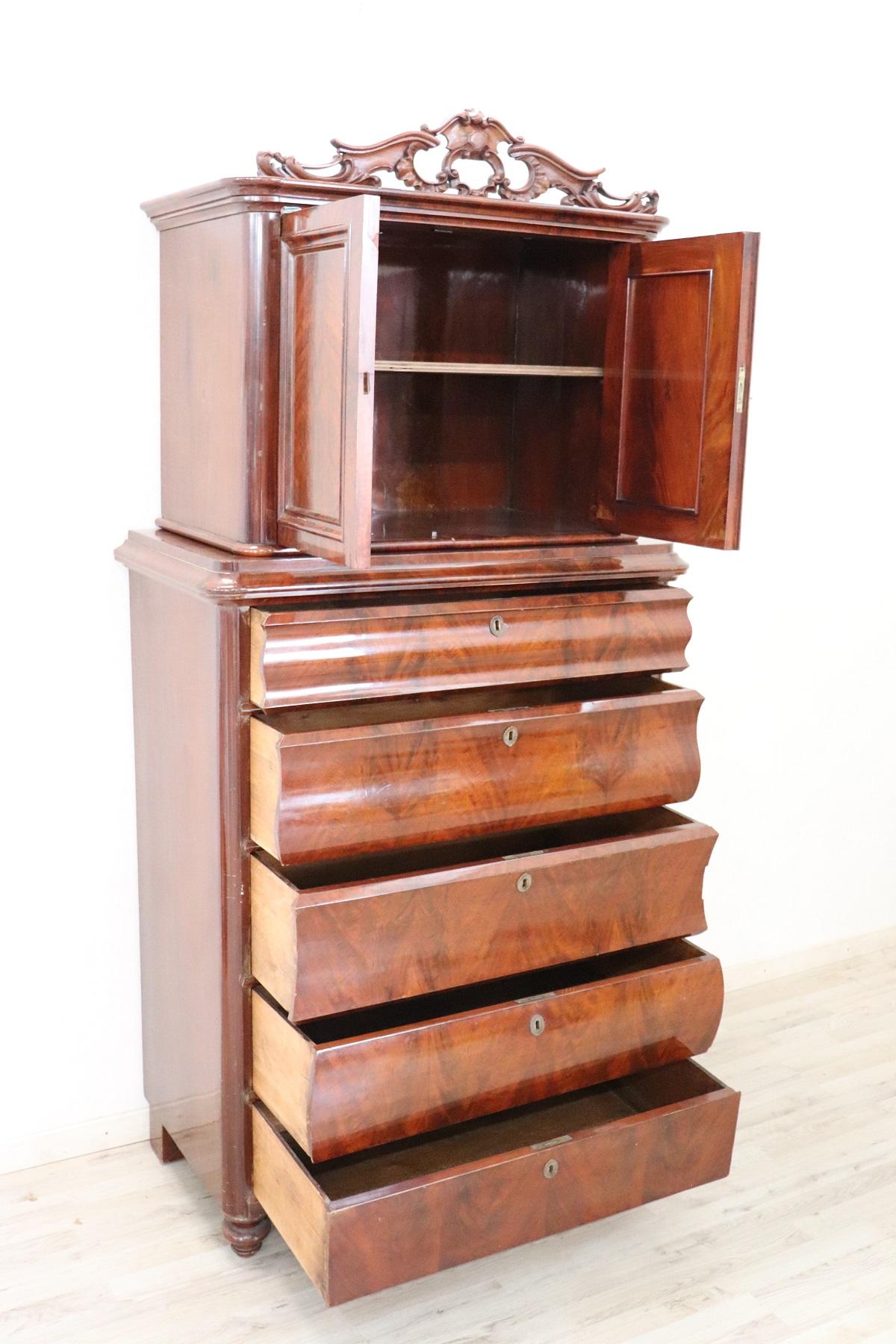 19th Century English Mahogany Commode or Tall Chest of Drawers, 1850s For Sale 5
